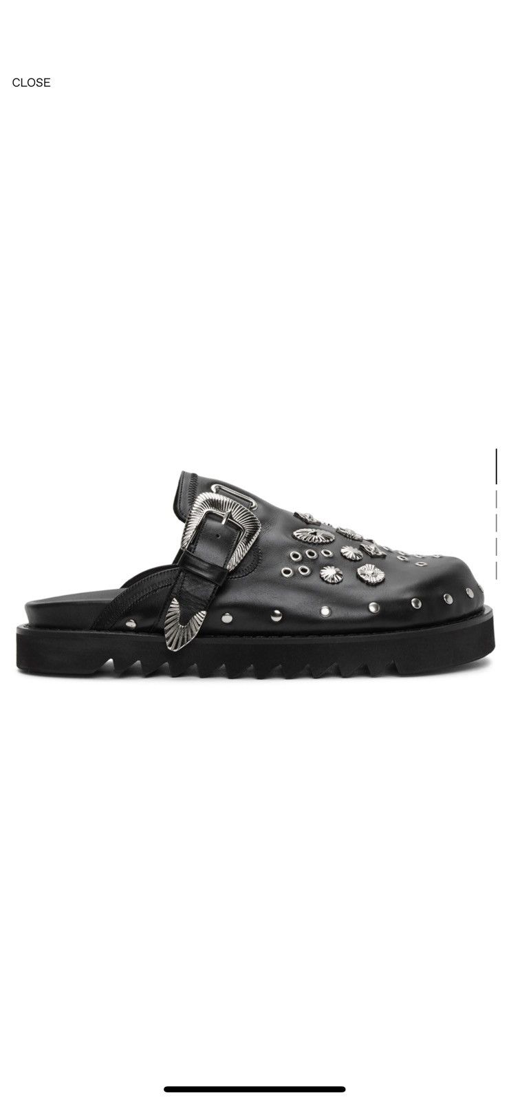 image of Toga Virilis Black Leather Studded Clogs Shoes, Men's (Size 10.5)
