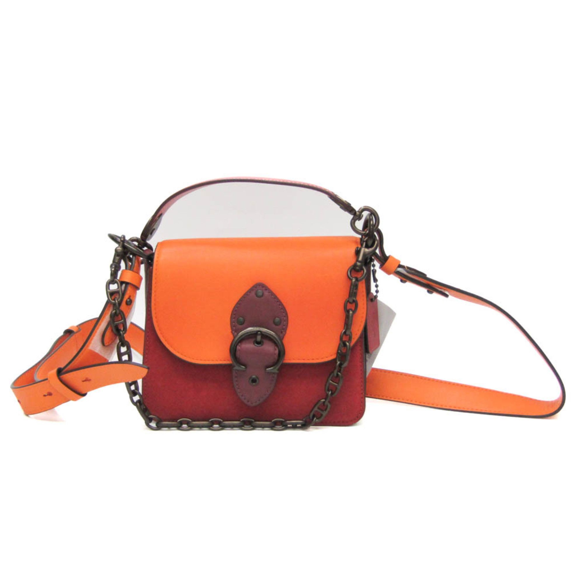 image of Coach Colorblock Mixed Leather Beat Shoulder Bag 4602 Women's Leather,suede Shoulder Bag Bordeaux,o