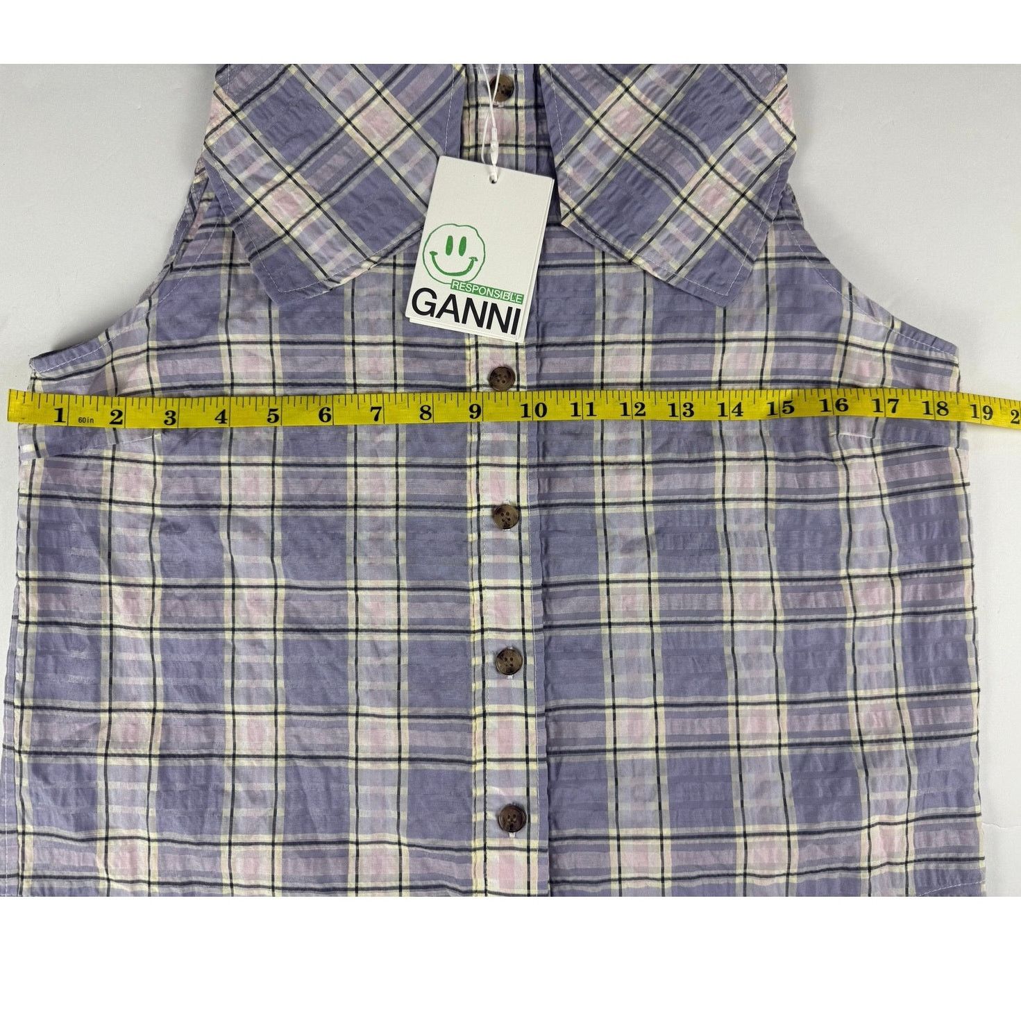 Ganni Ganni Checked Cotton-Blend Seersucker Top - Size US 6 Size M / US 6-8 / IT 42-44 - 9 Thumbnail