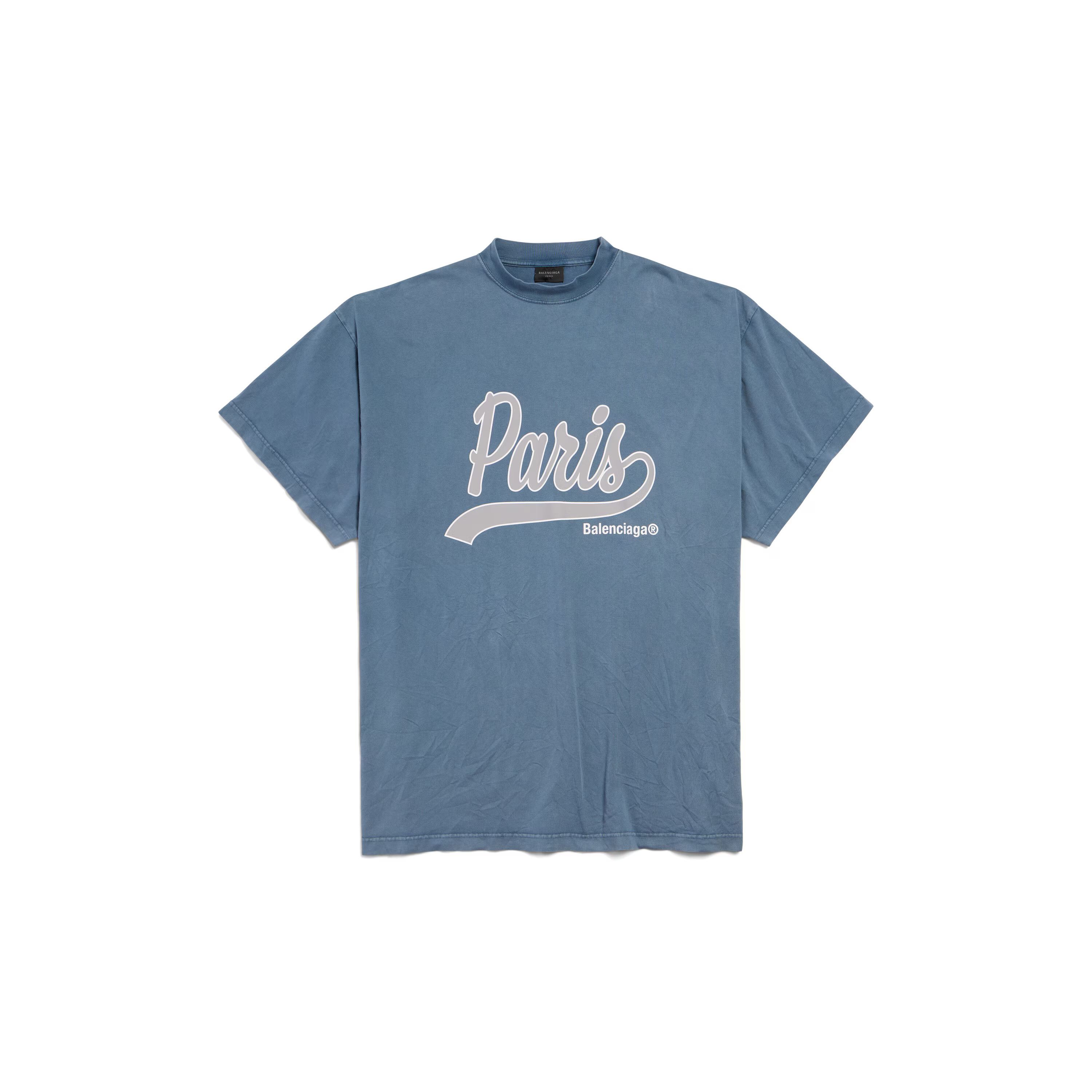 Balenciaga o1srvl11e0325 Enjoy Paris T-Shirt Oversized in Blue Size US M / EU 48-50 / 2 - 1 Thumbnail