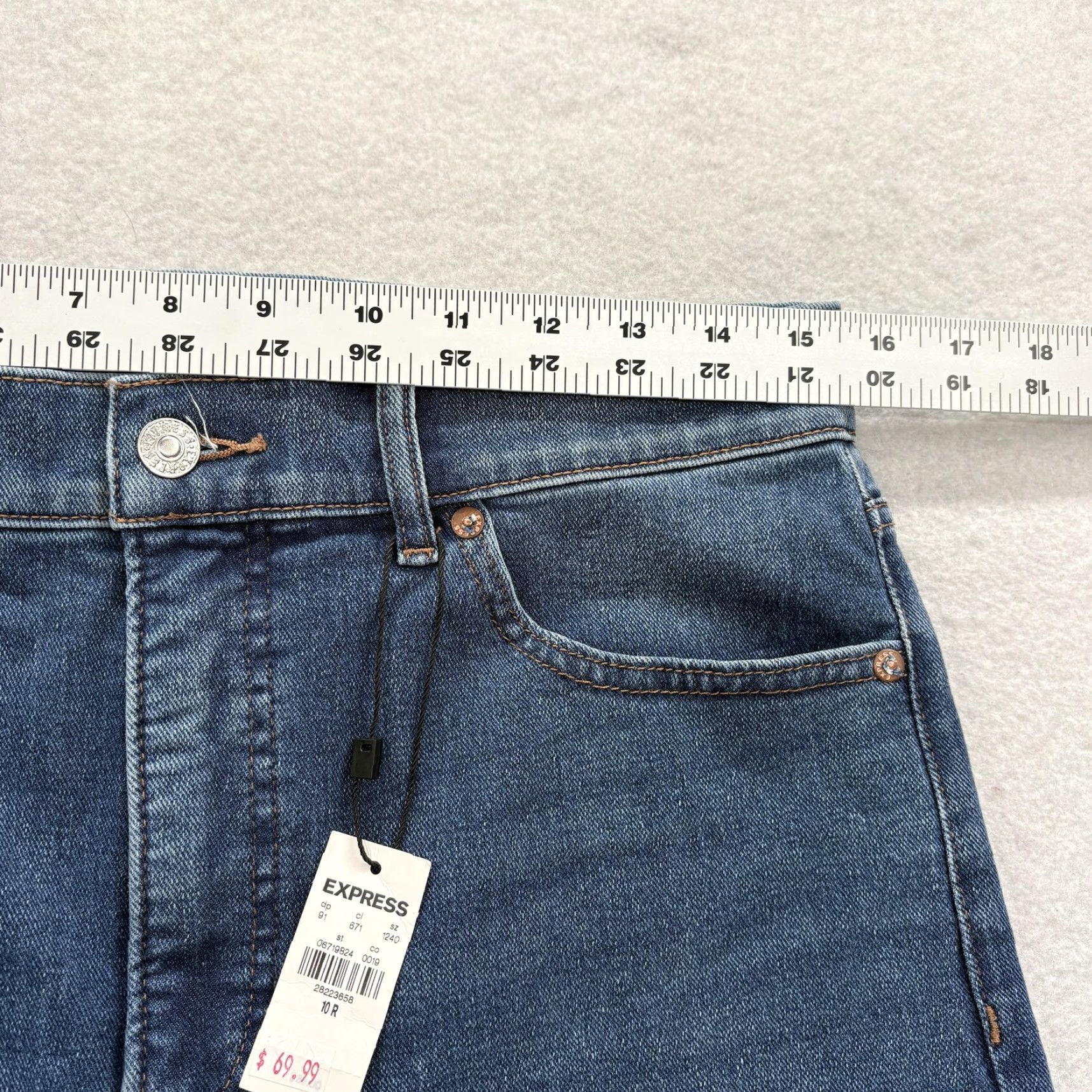 Express Express Jeans Womens 10 High Rise Straight Blue Medium Wash Distressed 5-Pocket Denim Cotton Blend Stretch Zip Womens Size 32" / US 10 / IT 46 - 6 Thumbnail