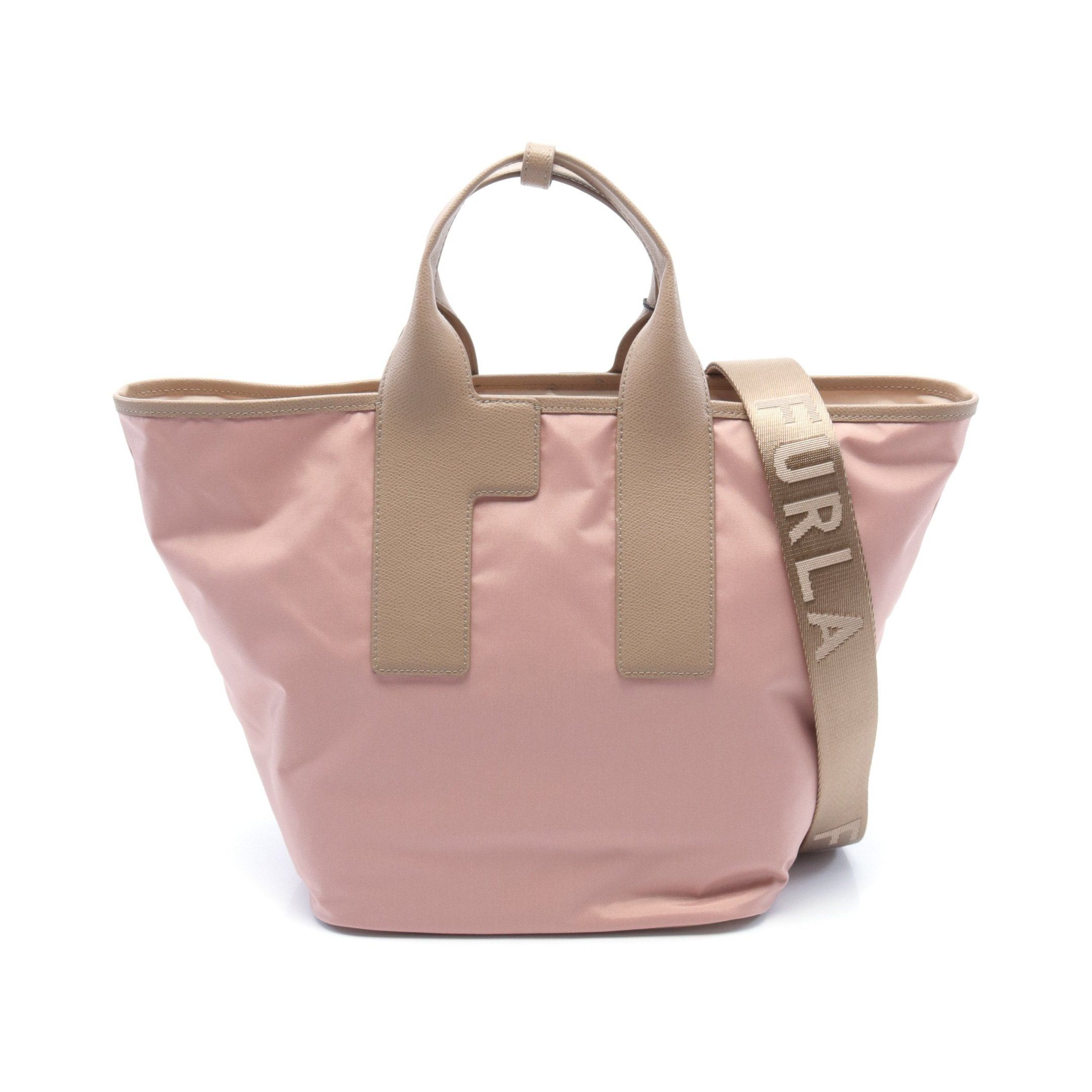 Furla Furla Piuma L Handbag Tote Bag Nylon Leather Pink Beige Gray Size ONE SIZE - 1 Thumbnail