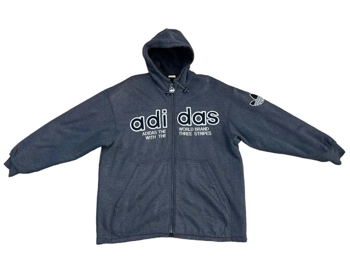 Adidas × Descente RARE!!! Vintage 90s ADIDAS Big Logo Grey Hoodie Parka Jacket Size US XL / EU 56 / 4 - 2 Thumbnail