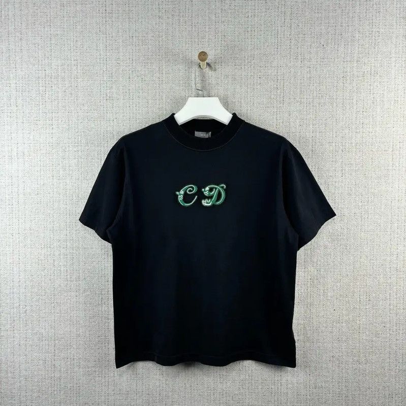 Dior Dior Men's Embroidered Logo T-Shirt in Black 0089 Size US L / EU 52-54 / 3 - 1 Thumbnail