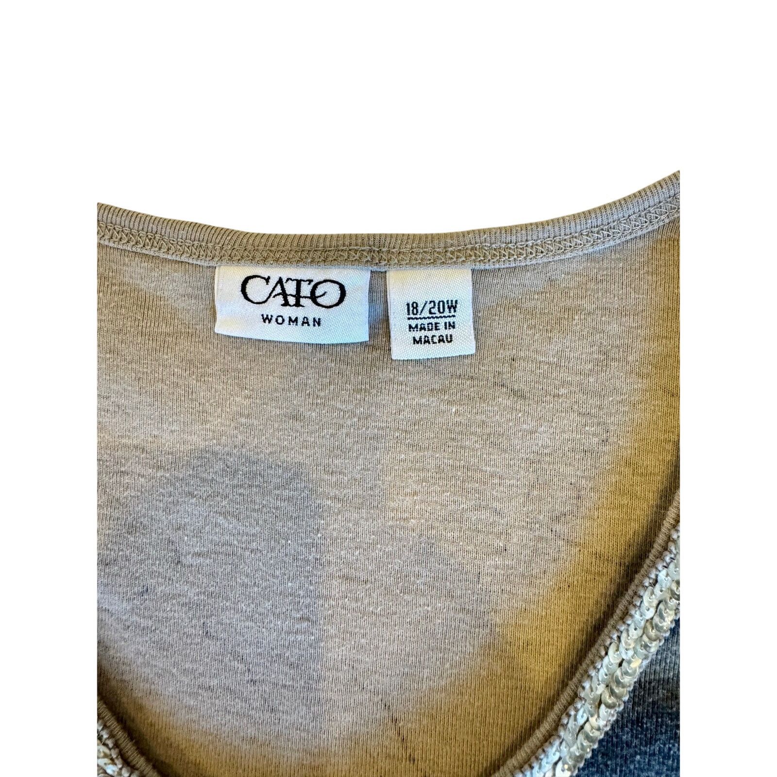 Other Cato Camo Sleeveless Top with Gold Sequins | Size 18/20 Size XL / US 12-14 / IT 48-50 - 3 Thumbnail