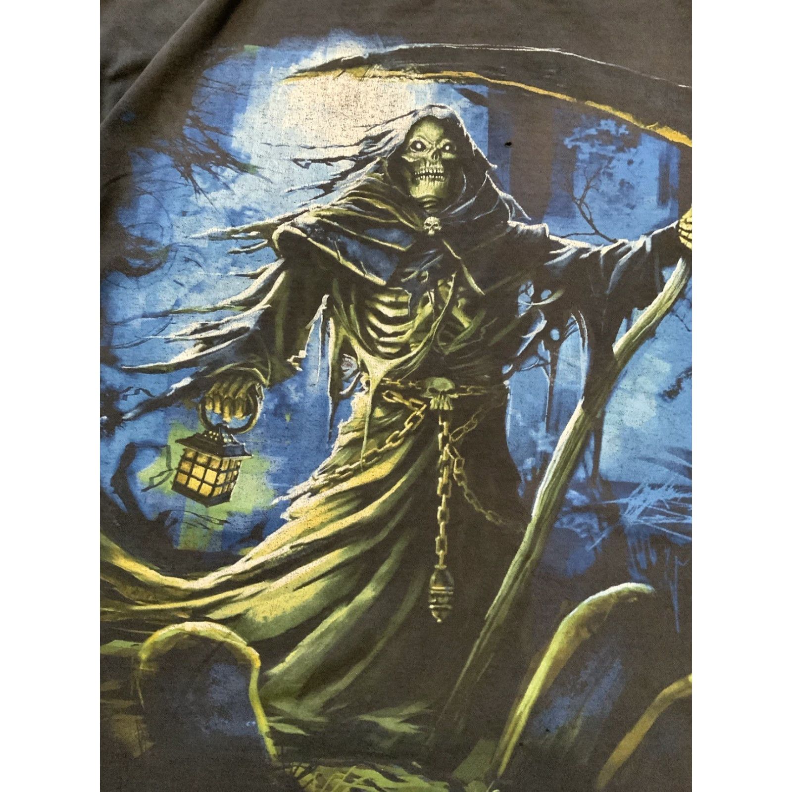 Vintage VINTAGE Alstyle T-Shirt 2XL Men Black Grim Reaper Death Skull Skeleton Grunge Goth Horror Lantern Scythe Graphic S/S Size US XXL / EU 58 / 5 - 5 Thumbnail