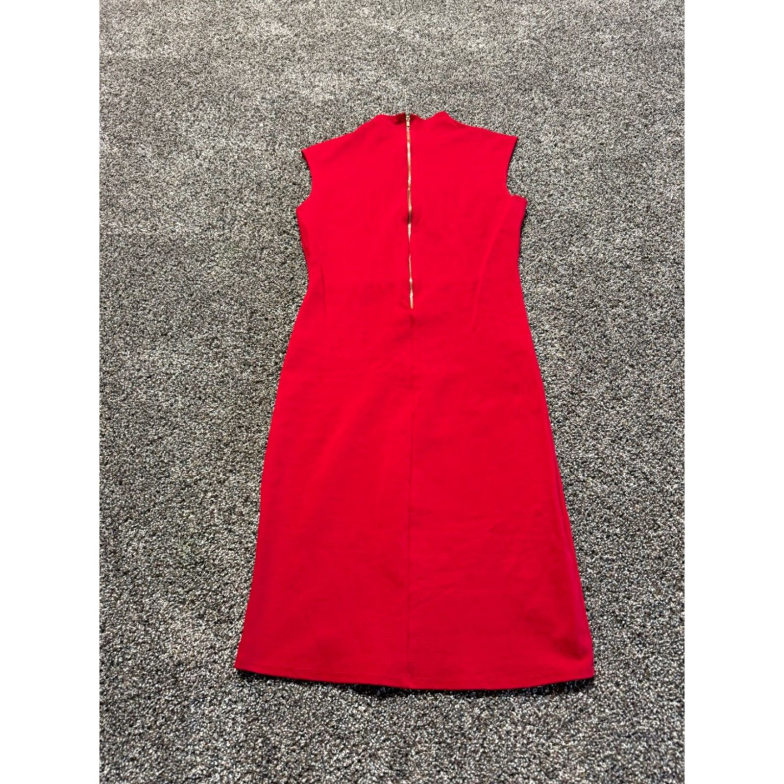 Vintage VINTAGE Rolla Coaster Dress Red Midi Dress L Rayon Sleeveless Zip Round Neck Striped Bodycon 90s Womens Size L / US 10 / IT 46 - 6 Thumbnail