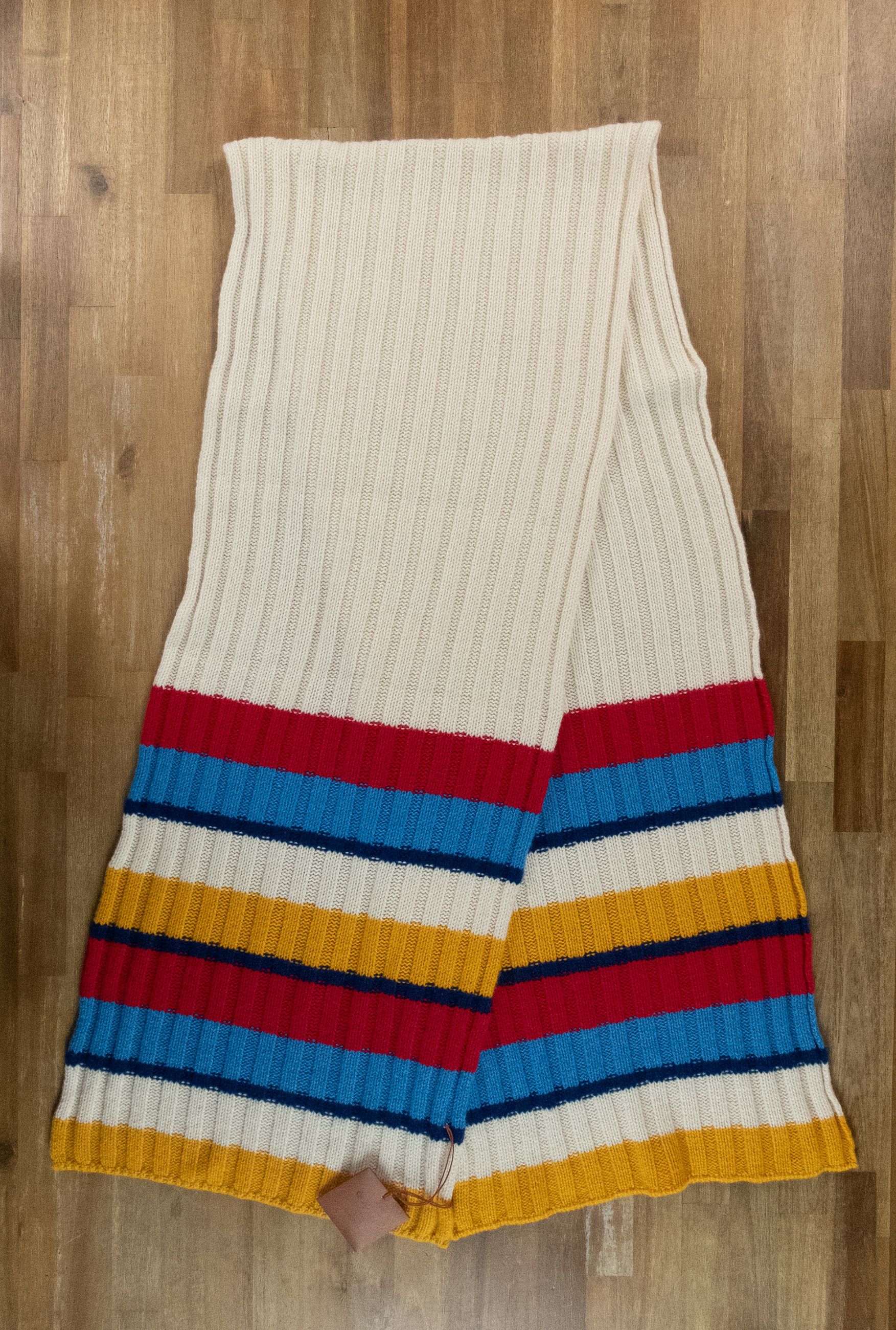 Loro Piana LORO PIANA Deer Valley cream red blue knit cashmere scarf Size ONE SIZE - 1 Thumbnail