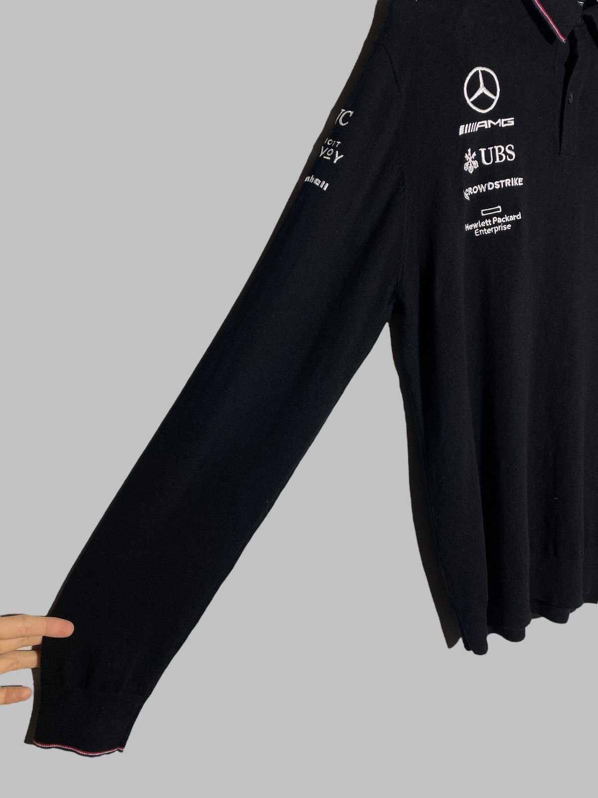 Mercedes-Benz 🔥 MERCEDES F1 LONG SLEEVE POLO RACING TOMMY BOSS VIBES Size US XL / EU 56 / 4 - 11 Thumbnail