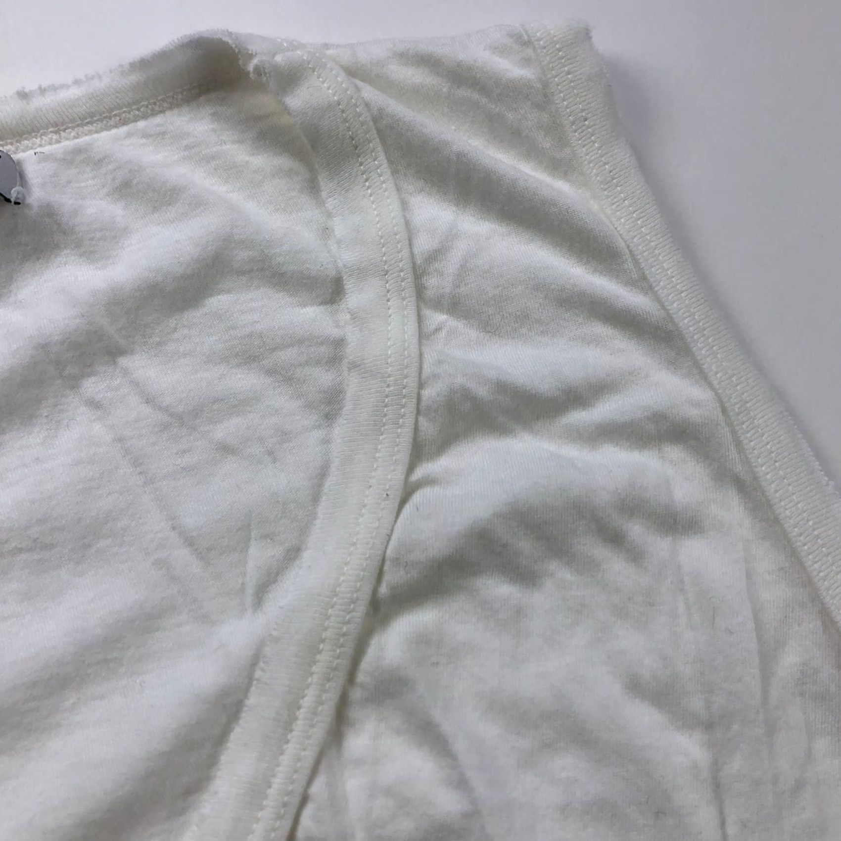 Michael Stars Michael Stars OS Supima Cotton Elastic Distressed Tank Top Blouse White 5340 Size ONE SIZE - 2 Thumbnail