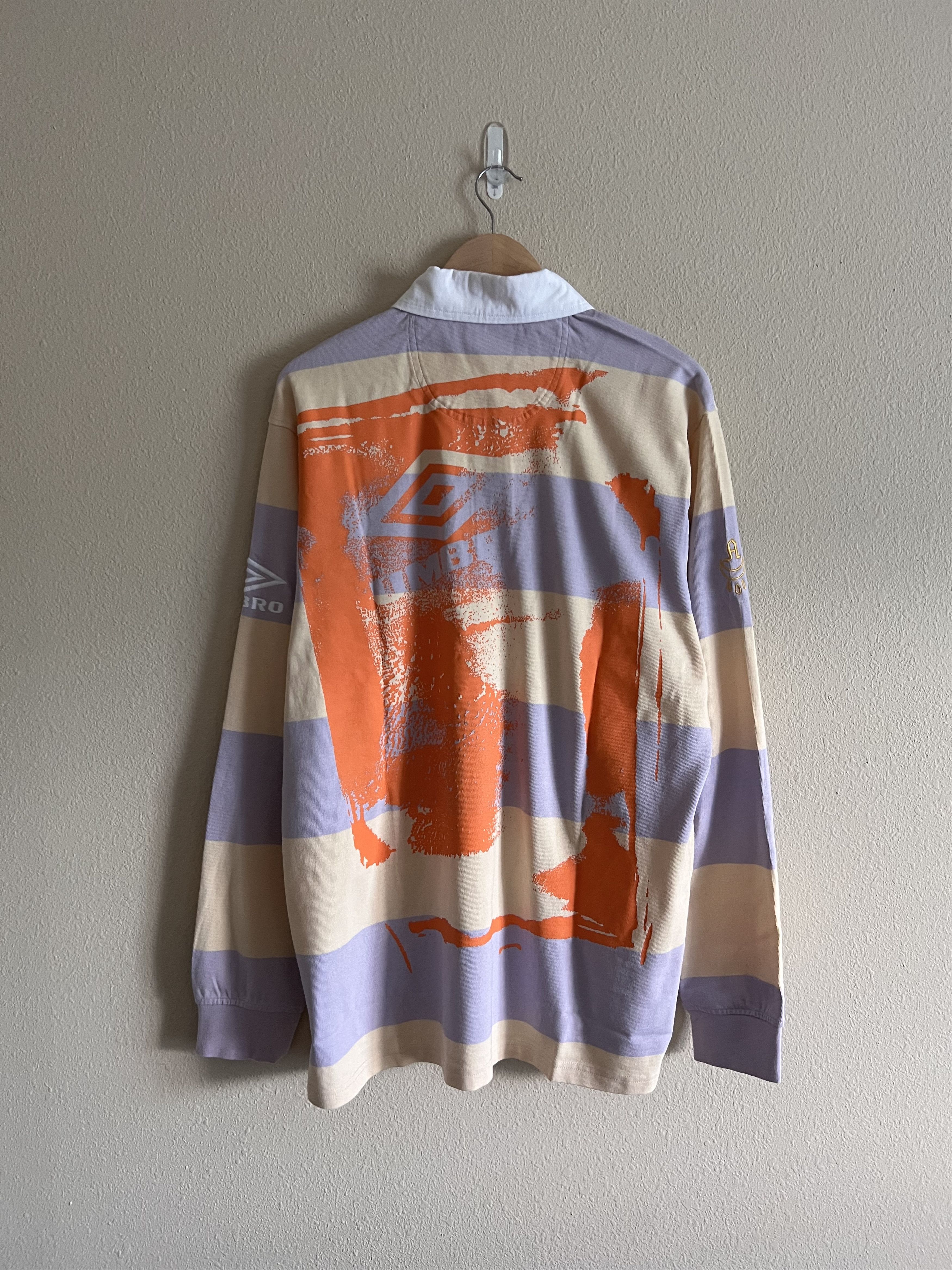 Aries Aries Umbro Screenprinted Long Sleeve Polo Rugby in White Size US L / EU 52-54 / 3 - 6 Thumbnail