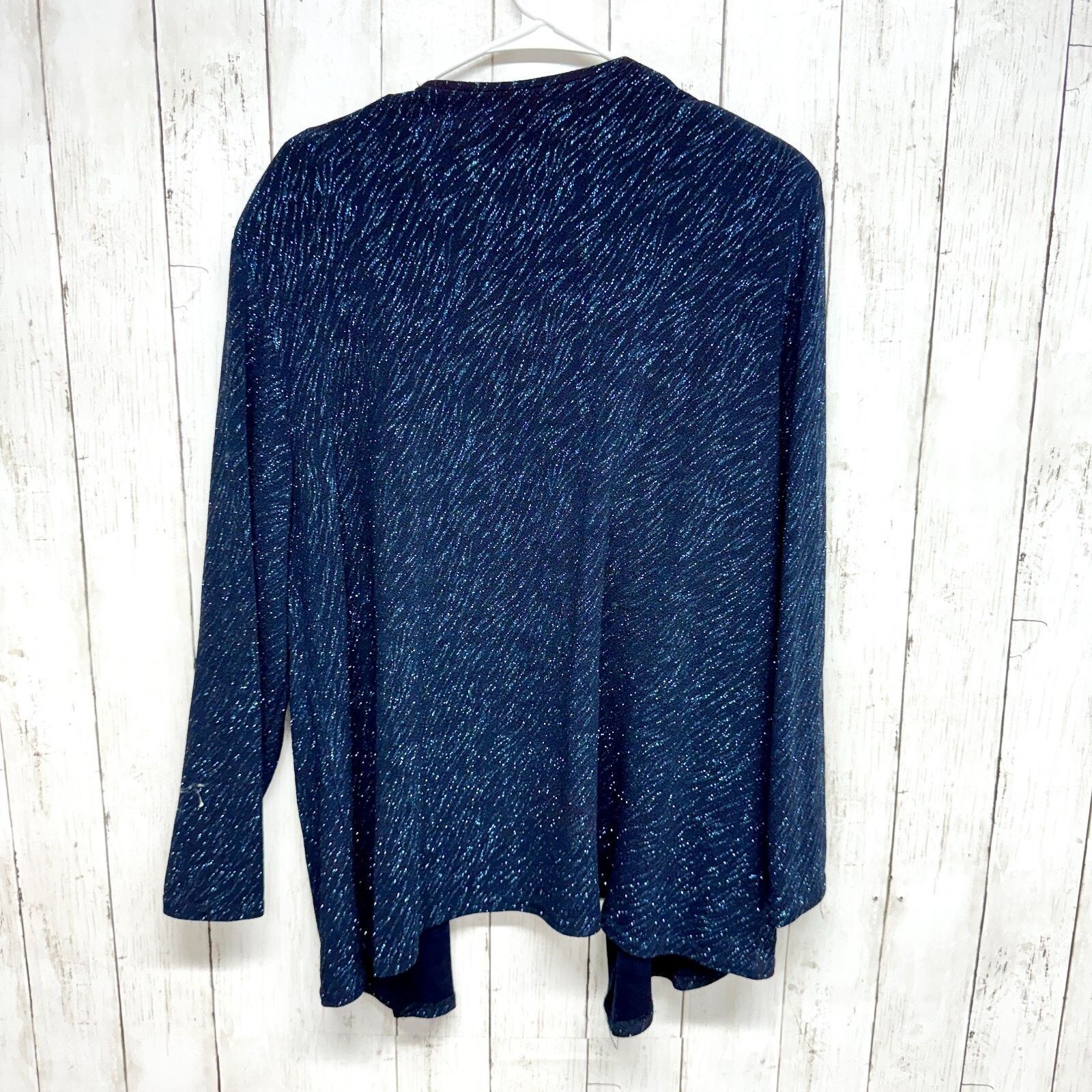 Vintage Onyx Nite Cardigan 16 Open Front Black Blue Sparkle Holiday Size XXL / US 16-18 / IT 52-54 - 5 Thumbnail