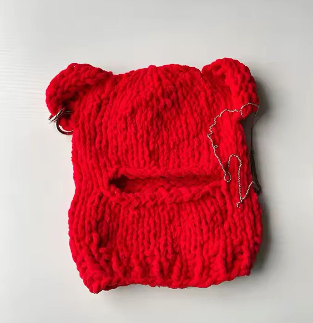 Japanese Brand Handmade Full Face Bear Ears Crochet Knitted Balaclava Hat Size ONE SIZE - 7 Thumbnail