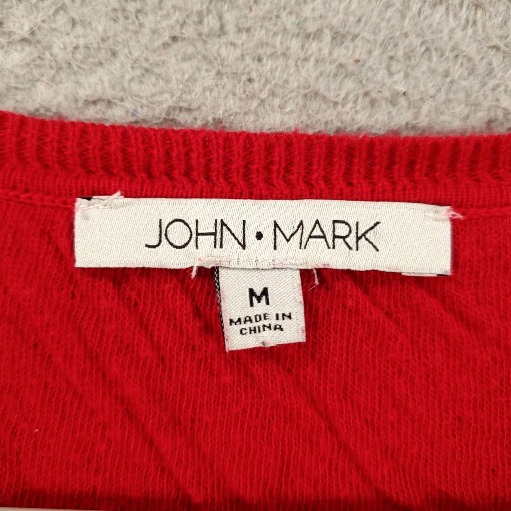 Vintage John Mark Womens Medium Red White Lining Knit Pullover Two Piece Set Top Blouse Tunic Casual Sleeve Round Neck Size M / US 6-8 / IT 42-44 - 6 Thumbnail