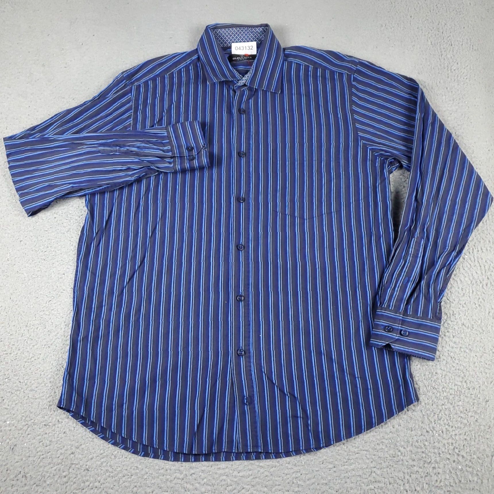 BUGATCHI Bugatchi Shirt Mens Large Blue Striped Button-Up Long Sleeve Size US L / EU 52-54 / 3 - 2 Thumbnail