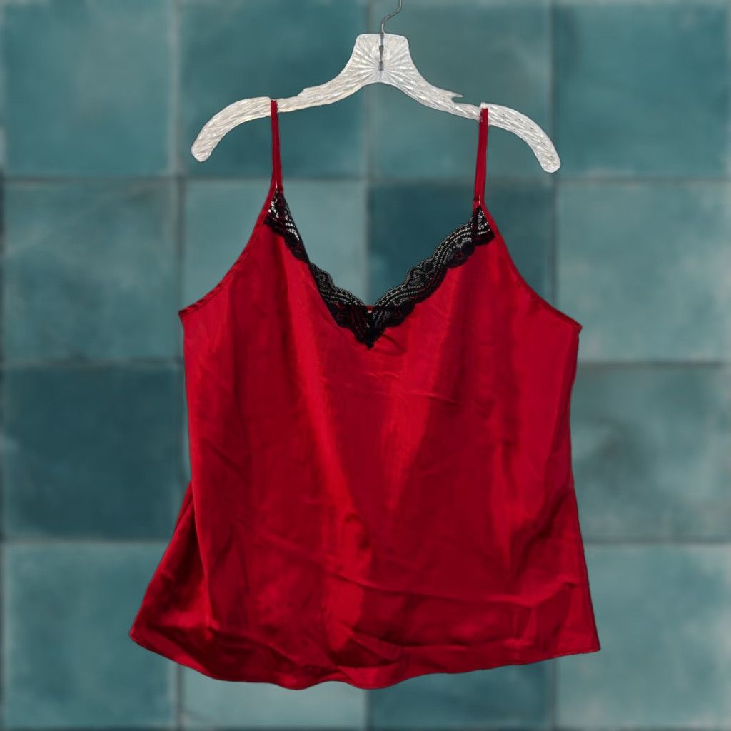 Vintage VINTAGE Y2K Secret Treasures Camisole Tank Top XL Red Satin Lace Size XL / US 12-14 / IT 48-50 - 1 Thumbnail