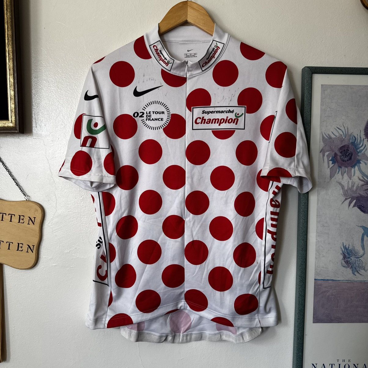 Nike 2002 Nike Tour de France red polka-dots cycling jersey Size US XL / EU 56 / 4 - 1 Thumbnail