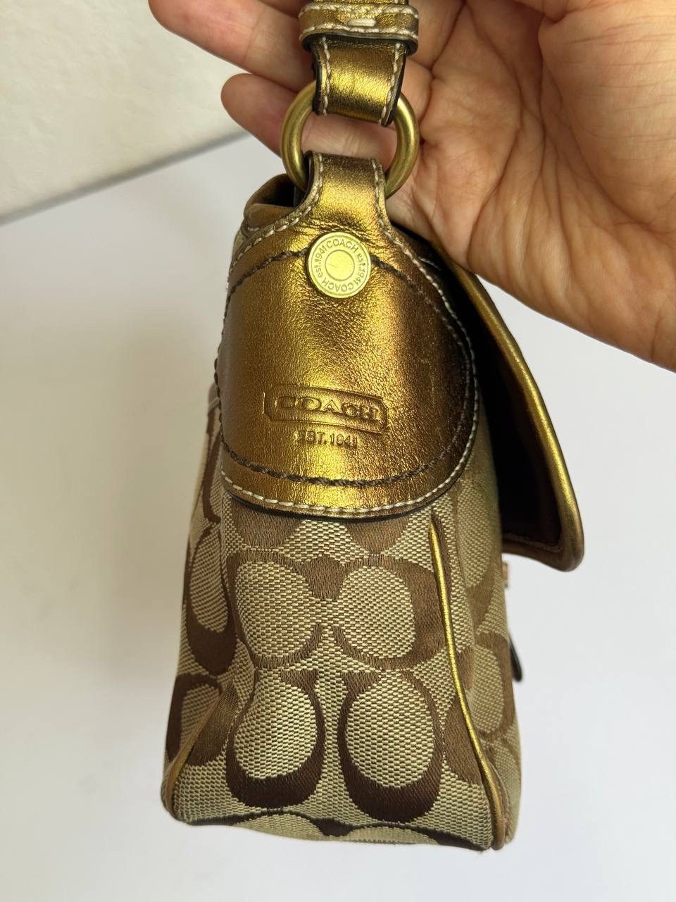 Coach Coach Y2K Signature Monogram Gold Metallic Accents Shoulder Size ONE SIZE - 11 Thumbnail