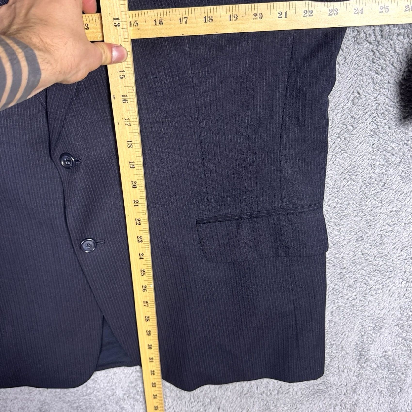 Jos. A. Bank Jos A Bank Suit Mens 46R 38x27 2 Piece 100% Wool Pinstripe Cuffed 2 Button Set Size 46R - 5 Thumbnail