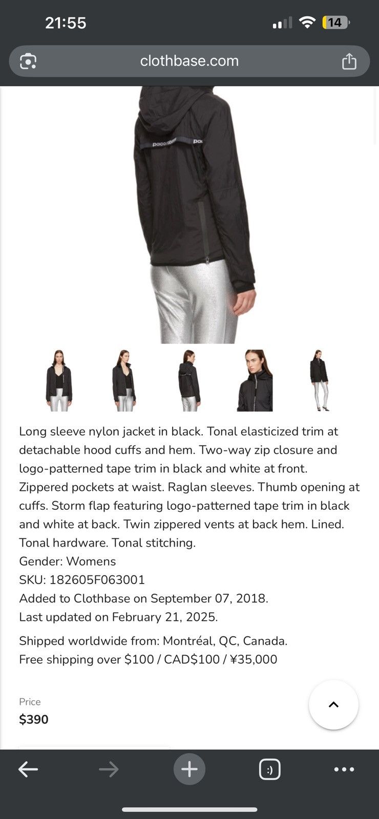 Paco Rabanne Paco Rabanne Nylons wind breaker black women’s size M Size M / US 6-8 / IT 42-44 - 2 Thumbnail