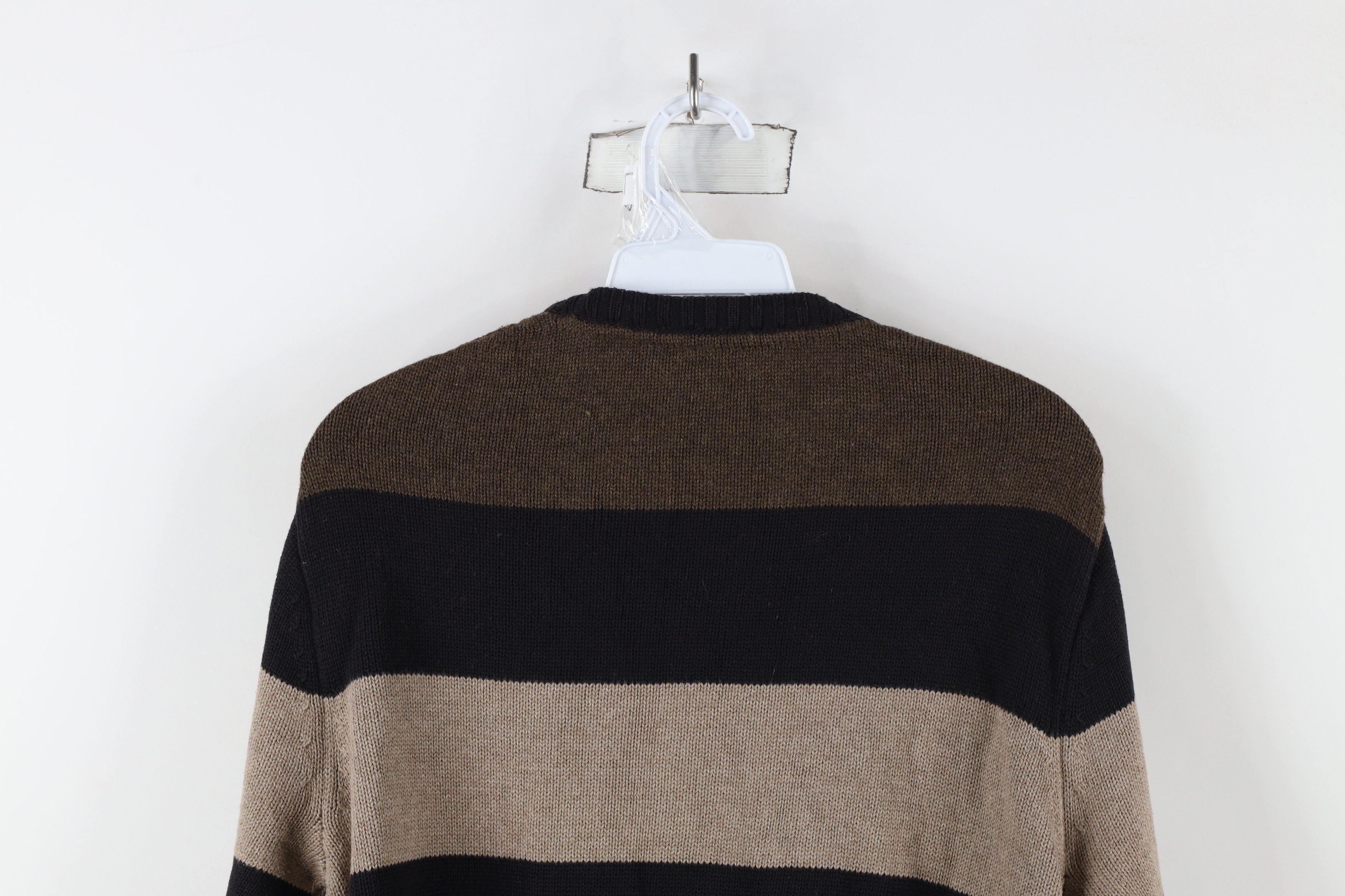 Vintage Vintage 90s Streetwear Block Striped Knit Sweater Brown Size US M / EU 48-50 / 2 - 9 Thumbnail