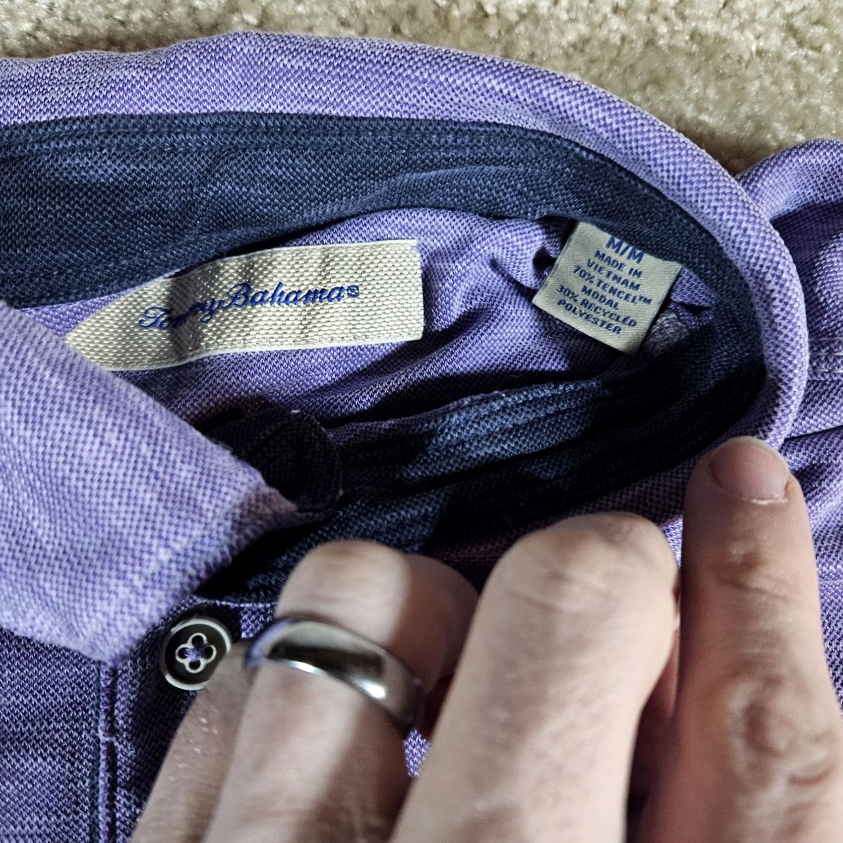 Tommy Bahama Tommy Bahama Shirt Adult M Purple Short Sleeve Polo Mens Modal Blend Beach Casual Travel Golf Size US XL / EU 56 / 4 - 4 Thumbnail