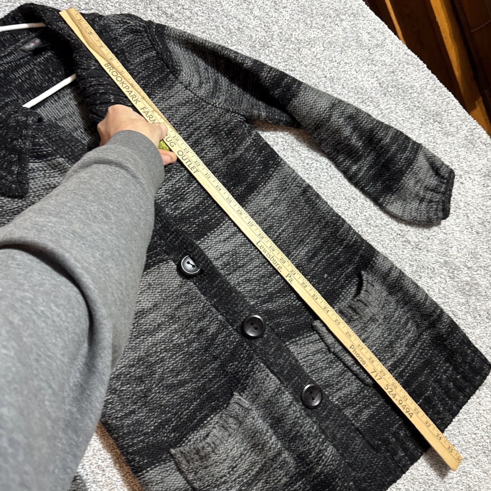 Vintage Style & Co. Cardigan Sweater Womens M Dark Academia Witchy Grandpacore Knit Cardigan Open Pockets Long Sleeve Collared Gray Acrylic Knit Vintage No Size M / US 6-8 / IT 42-44 - 2 Thumbnail