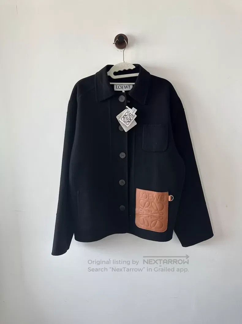 Loewe Loewe Black leather brand woolen jacket Size XS / US 0-2 / IT 36-38 - 1 Thumbnail