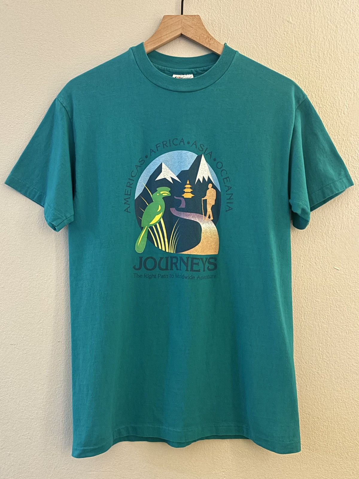 Hanes × Vintage BEEFY-T - Journeys Worldwide Adventure Single-Stitch Size US M / EU 48-50 / 2 - 1 Thumbnail