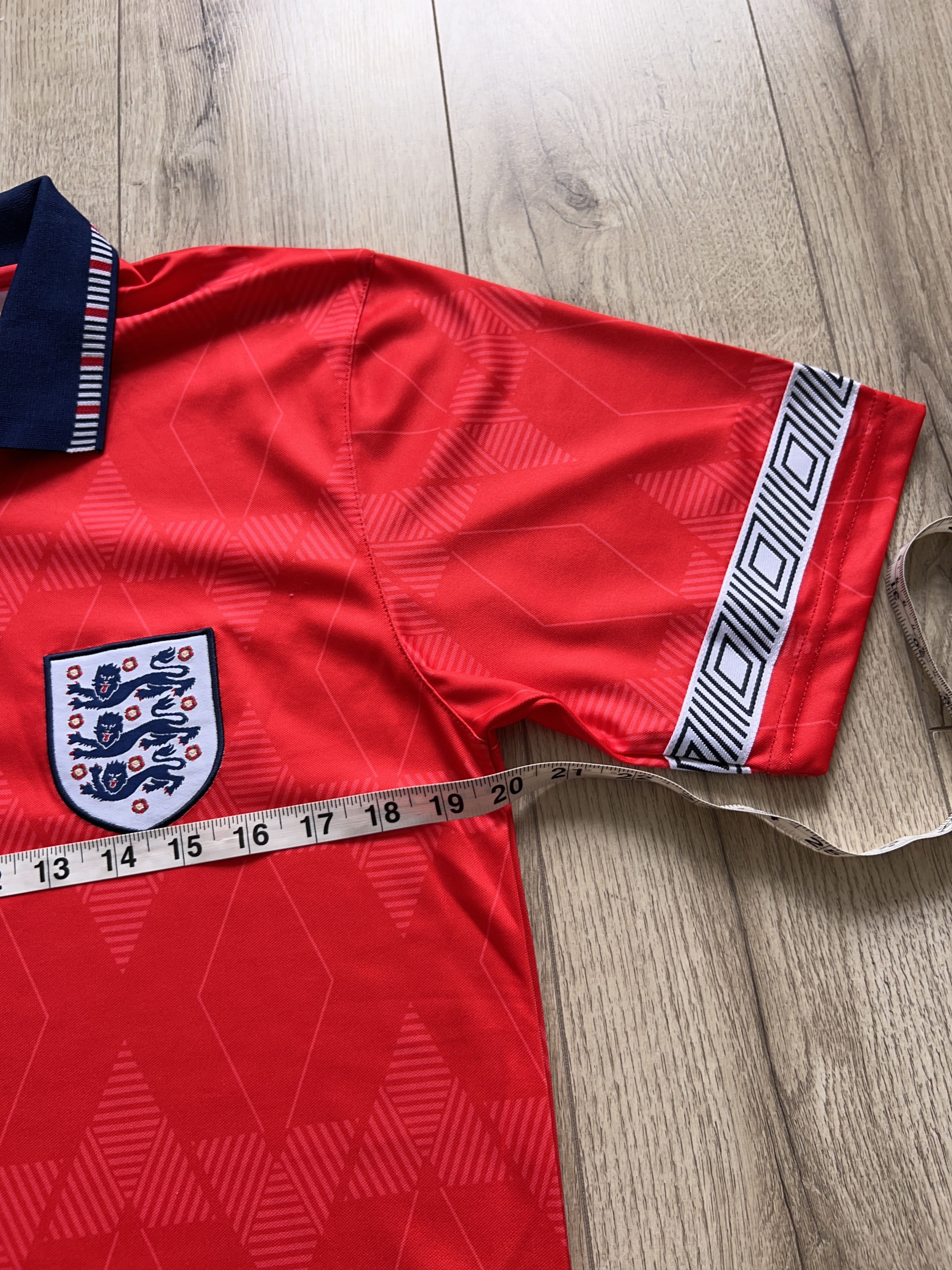 Umbro England National Team 1992 1993 Reproduction T Shirt Jersey Size US L / EU 52-54 / 3 - 6 Thumbnail