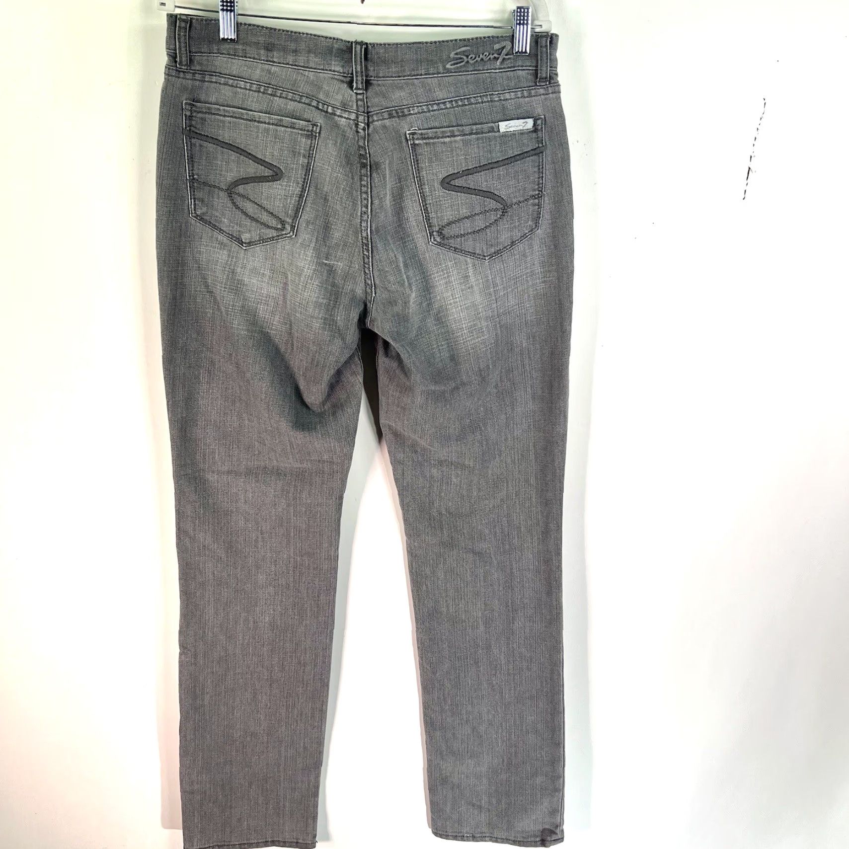 7 For All Mankind 7 For All Mankind Embroidered Slim Straight Jeans Women Size 32 Gray 32X34 Designer Size 24" / US 00 / IT 34 - 7 Thumbnail