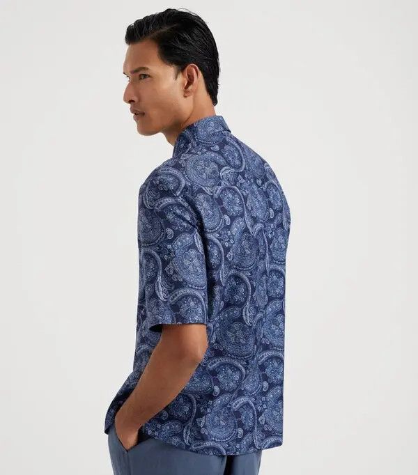 Brunello Cucinelli o1w1db10925 Short Sleeve Shirt in Navy Size US XS / EU 42 / 0 - 4 Thumbnail