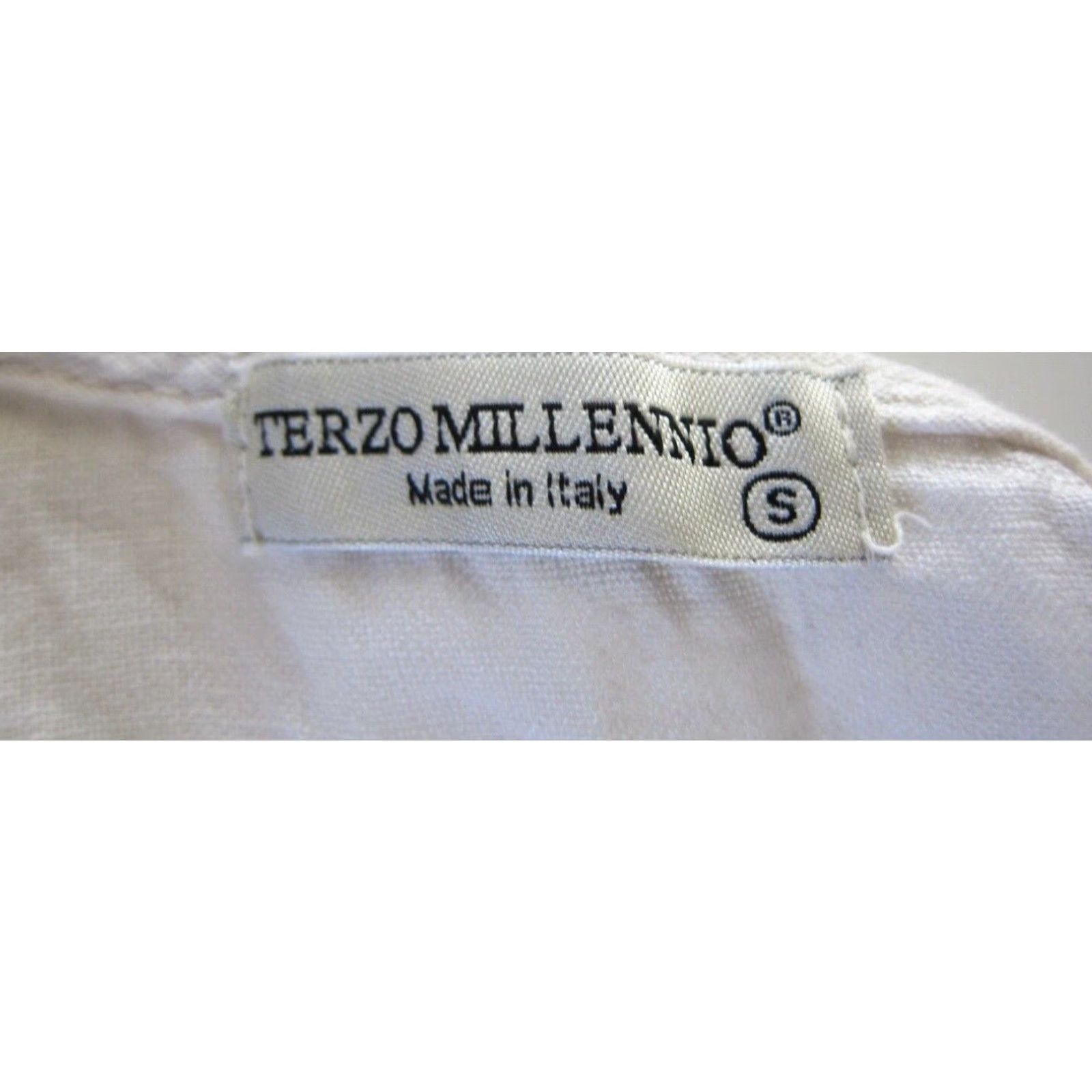Vintage Terzo Millenio Italy Ivory Cream Linen 3/4 Sleeve Round Neck Tunic Blouse Small Size S / US 4 / IT 40 - 4 Thumbnail