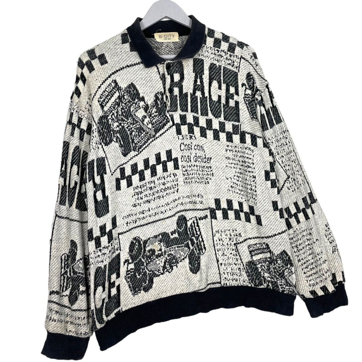 Other 💥S*CITY NEWSPAPER RACING MOTIF PULLOVER SWEATER Size US M / EU 48-50 / 2 - 3 Thumbnail