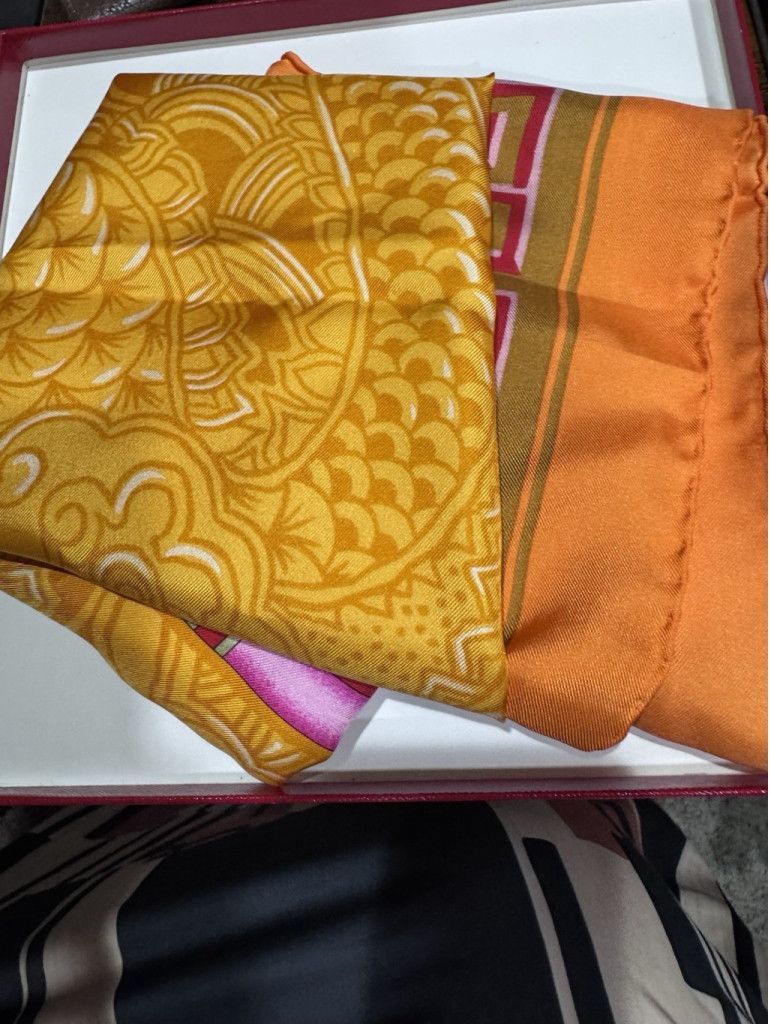 Cartier Cartier Silk Double Dragon Scarf/ Shawl 34" x34” in Box Size ONE SIZE - 13 Thumbnail