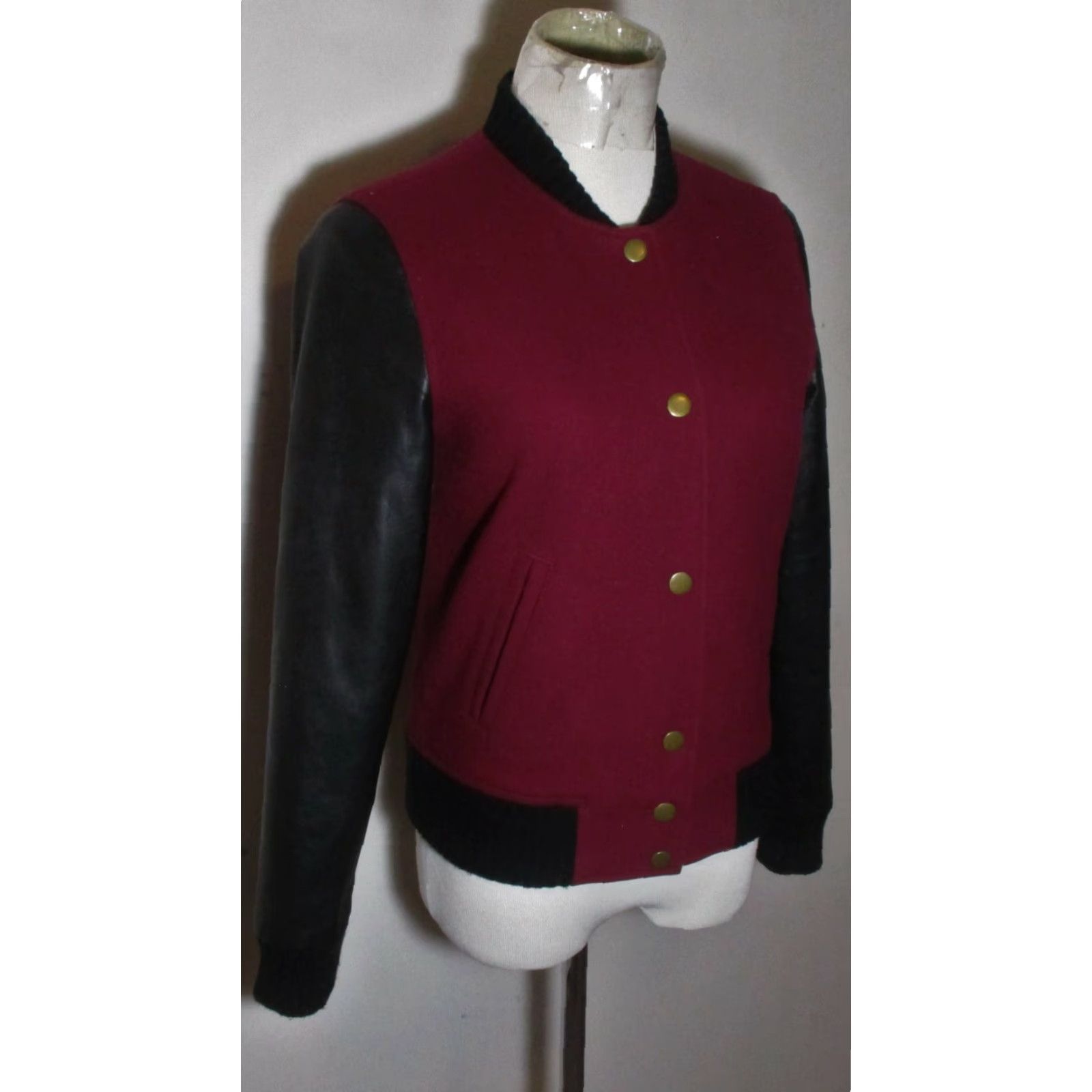 J.Crew J. CREW Maroon Black Full Zip Wool Jacket Women's XS Shirt Size XS / US 0-2 / IT 36-38 - 3 Thumbnail