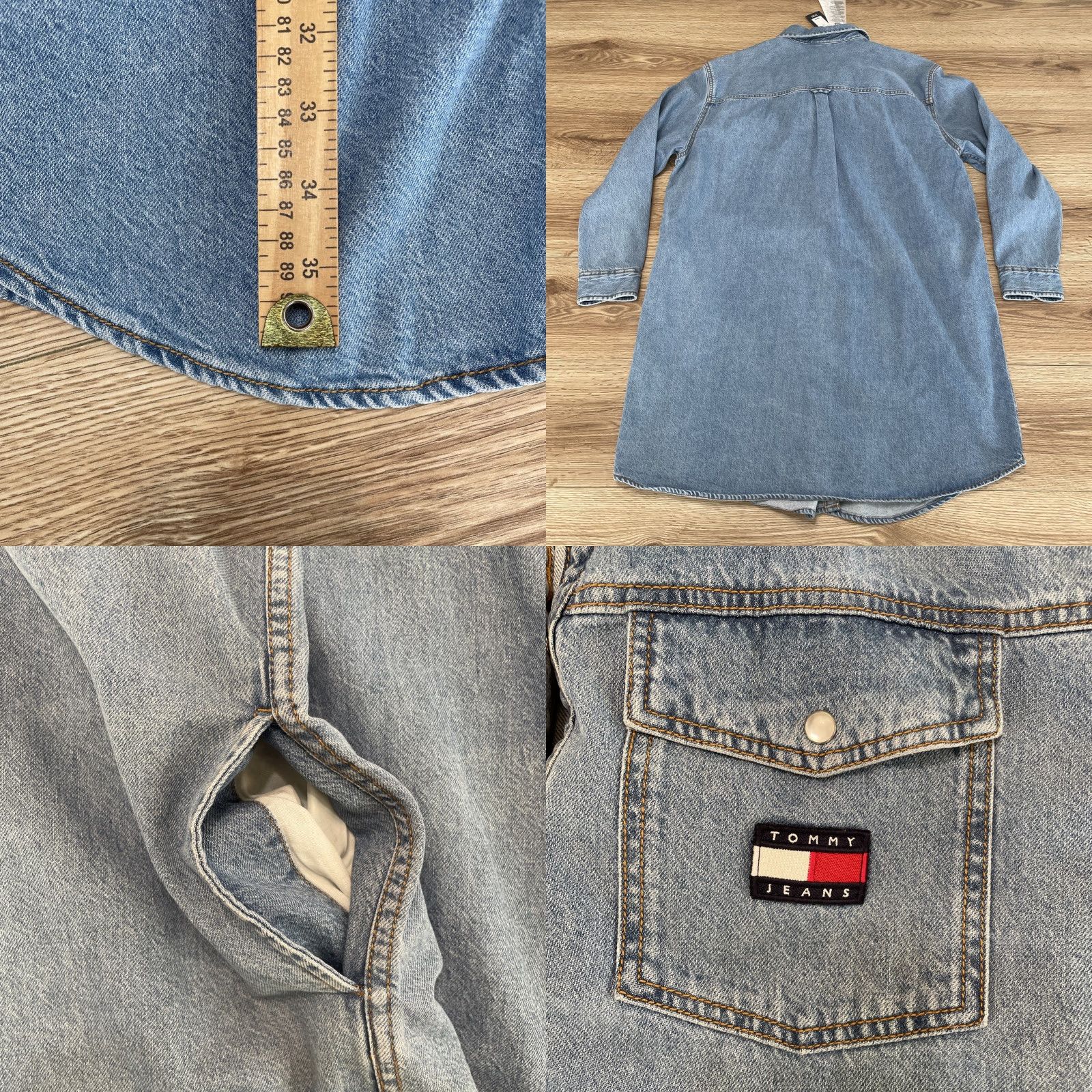 Tommy Hilfiger TOMMY HILFIGER Long Sleeve Denim Dress with Sport Logo - Women's Casual Size L - Blue Denim Size L / US 10 / IT 46 - 8 Thumbnail