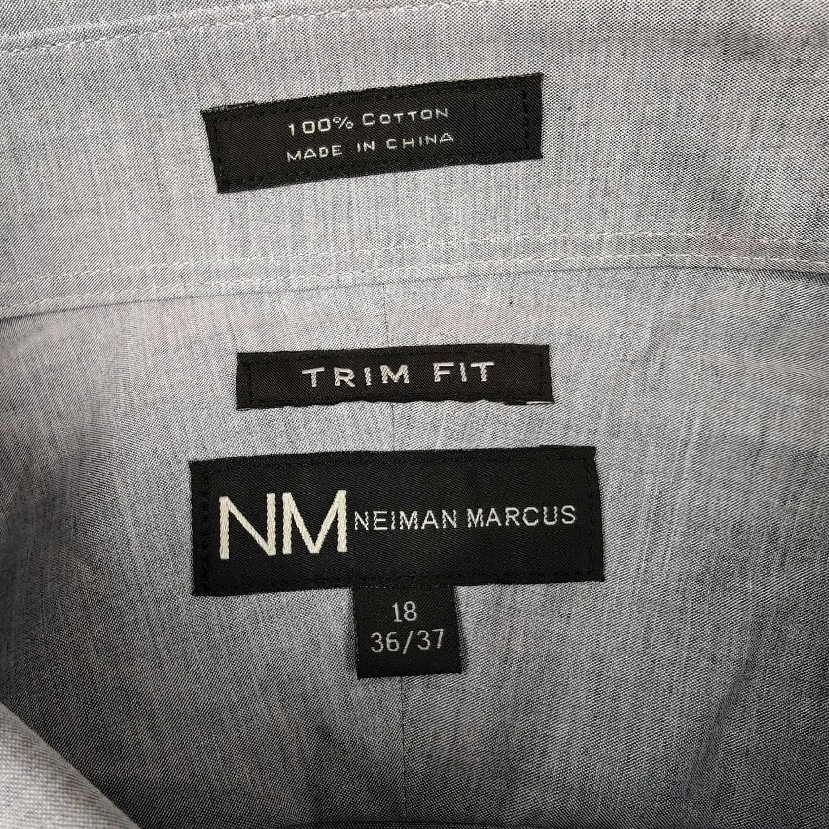 Neiman Marcus Neiman Marcus Dress Shirt Mens 18 36/37 Blue Slim Fit Long Sleeve Button Down Shirt Mens Boy Size 48R - 5 Thumbnail