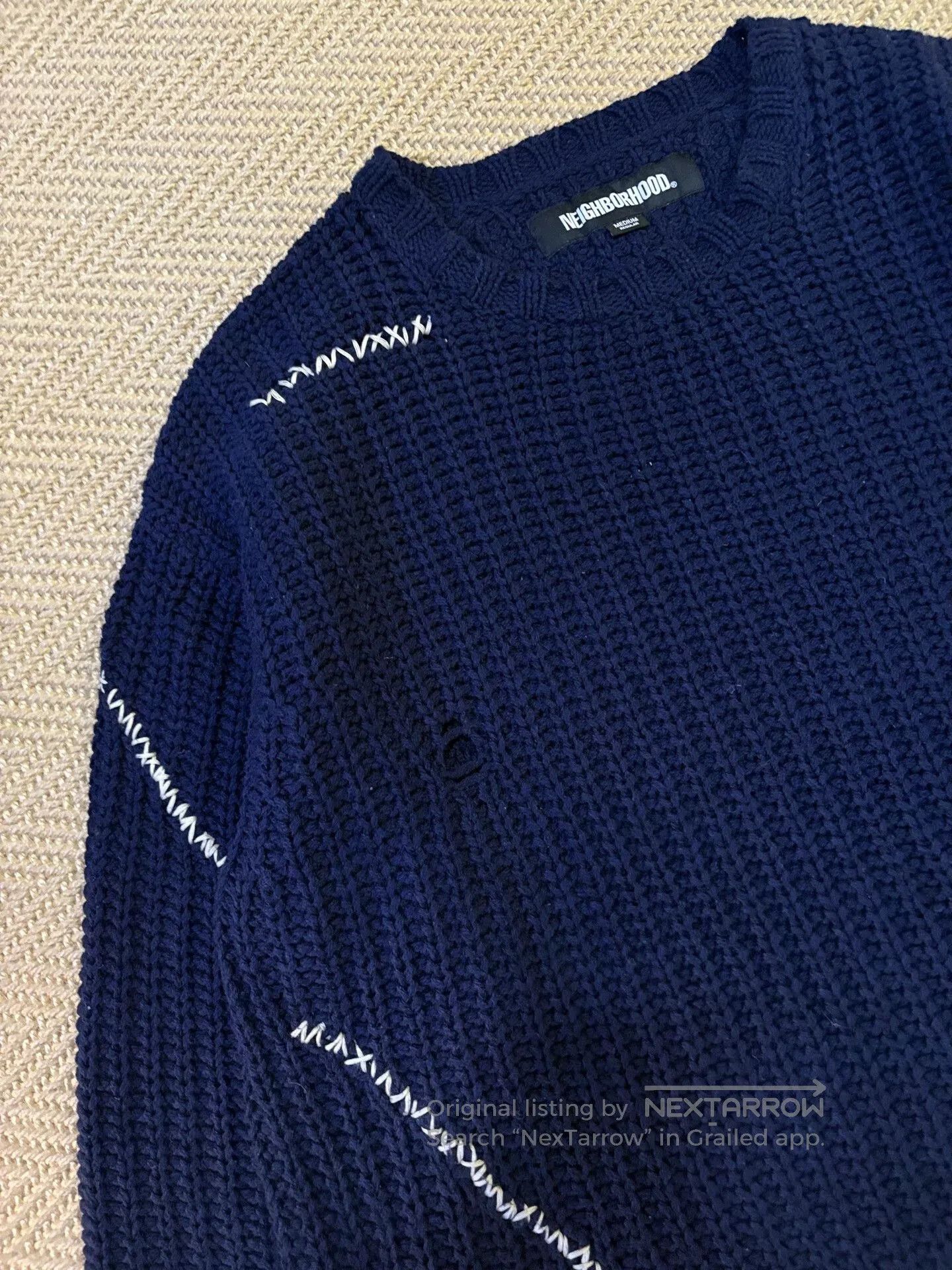 Neighborhood navy blue oversized crewneck sweater. Size US M / EU 48-50 / 2 - 6 Thumbnail