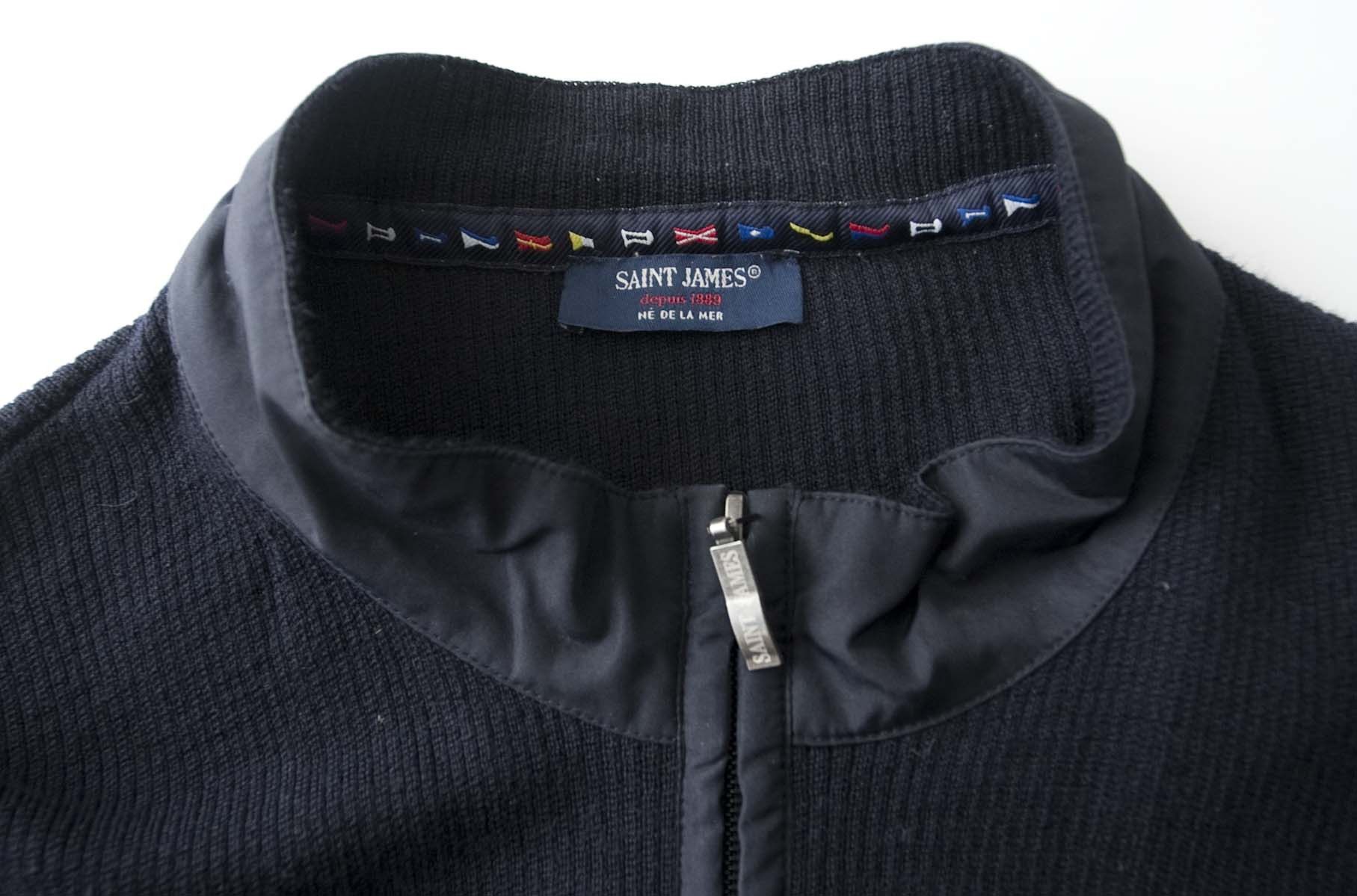 Saint James Saint James Sweater Full Zip Elbow Patch Size L Blue Wool Size US L / EU 52-54 / 3 - 6 Thumbnail