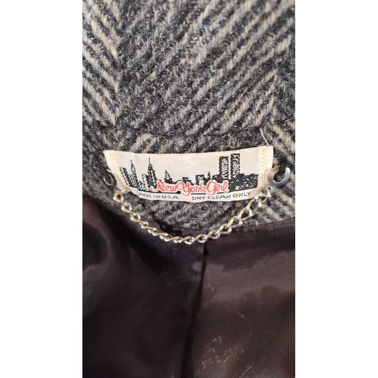 & Other Stories VTG NY Girl Union USA Gray Herringbone Wool Blend Jacket 10 Size L / US 10 / IT 46 - 7 Thumbnail
