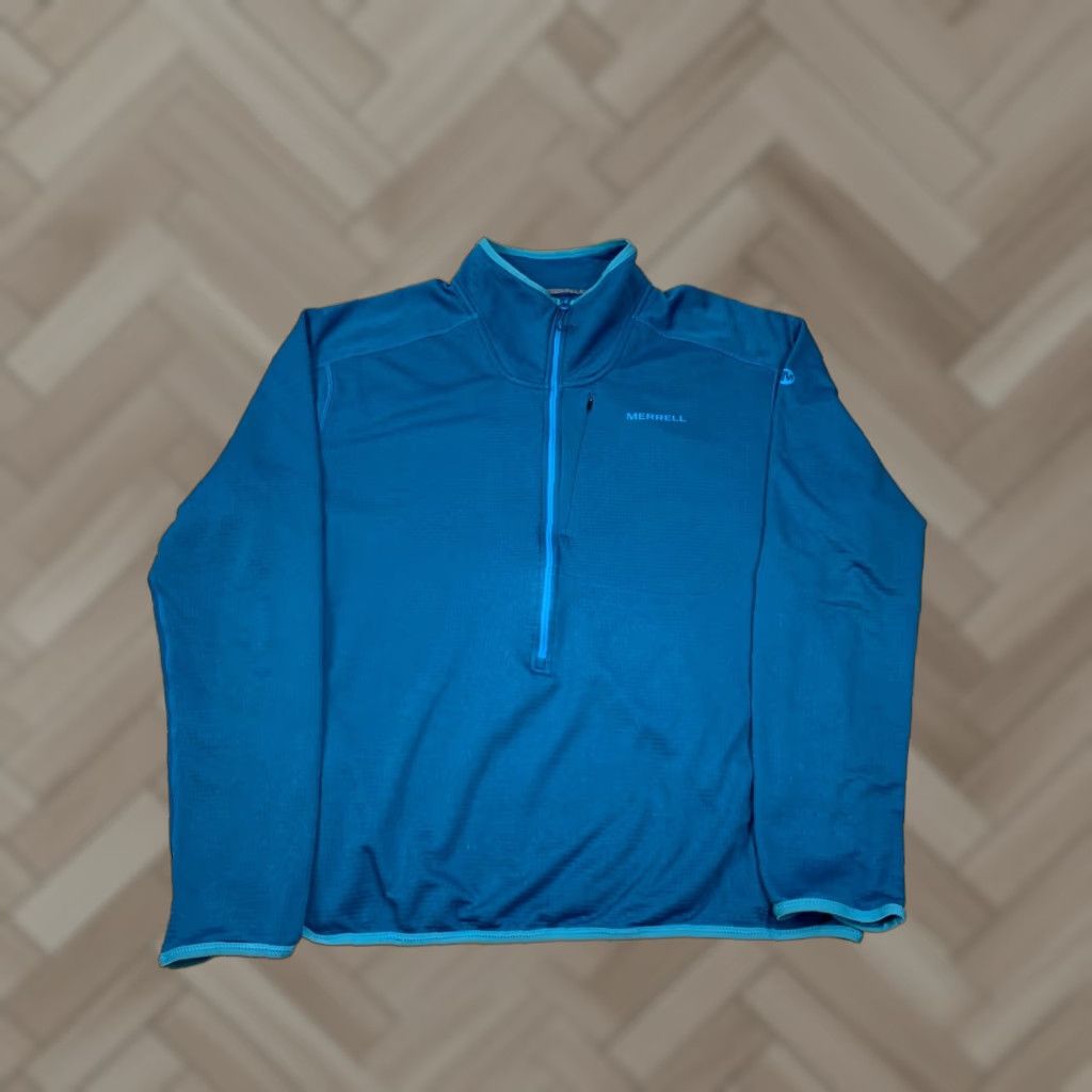 Merrell Merrell Sweatshirt XL Blue 1/2 Zip Pullover Unisex Adults Knit Lightweight Polyester Soft Size US XL / EU 56 / 4 - 1 Thumbnail