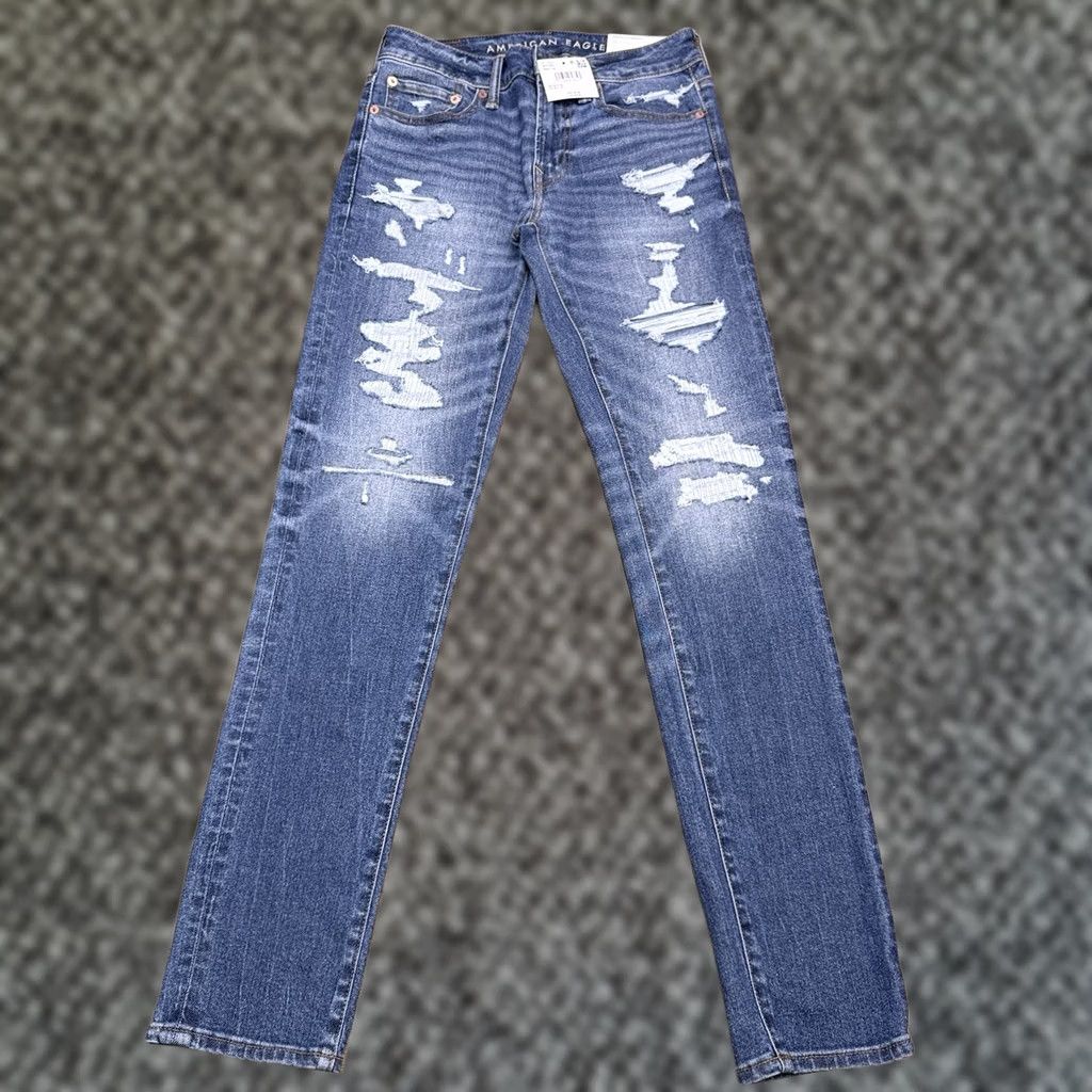 American Eagle Outfitters American Eagle Outfitters Jeans Male 28x32 Slim Distressed Button Logo Belt Loops 5-Pocket Denim Blue Cotton Blend Mid Rise Skinny Modern Comfort Size US 28 / EU 44 - 1 Thumbnail