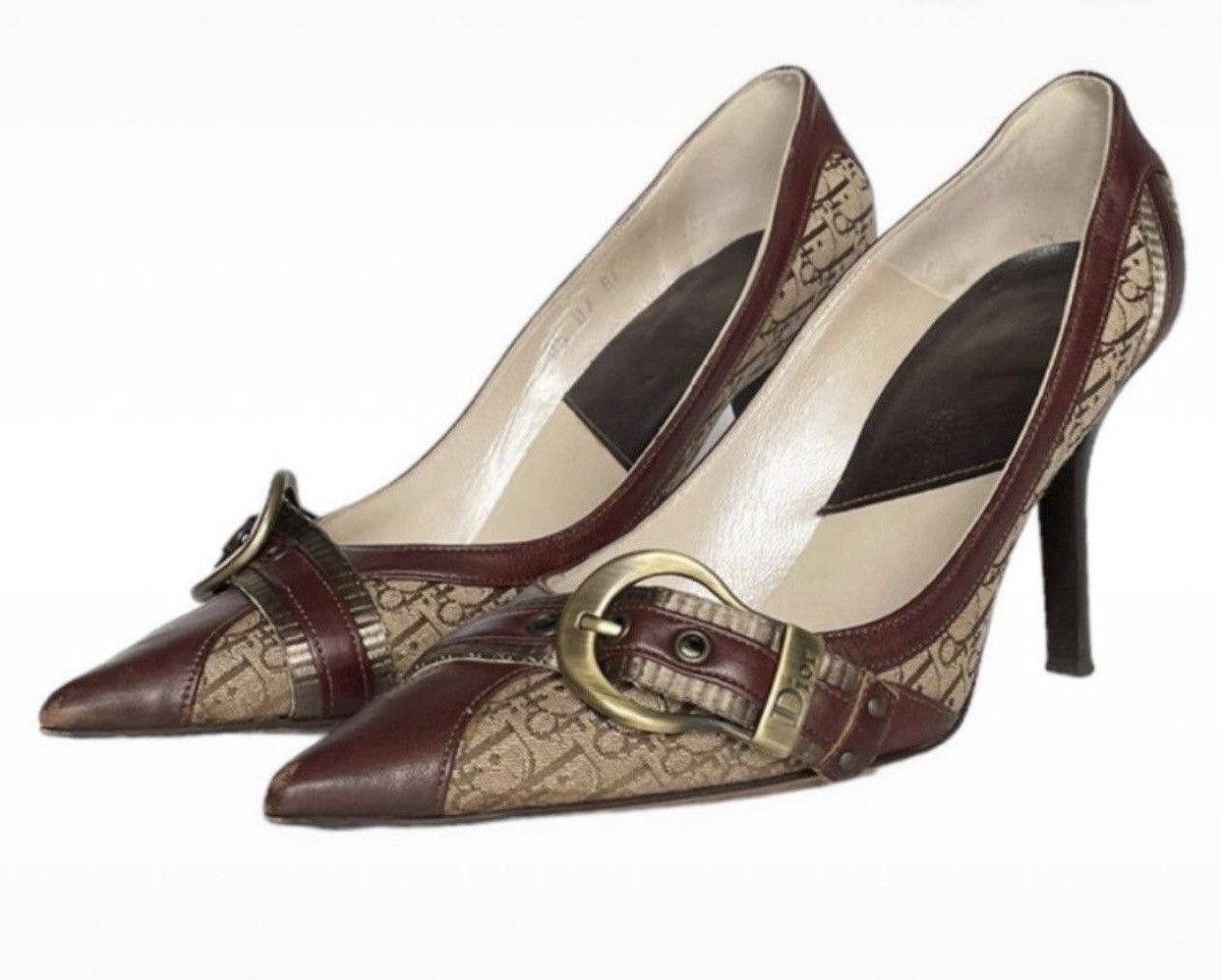 Dior Vintage Dior Monogram Pointed Toe Kitten Heels Size US 5 / IT 35 - 1 Thumbnail