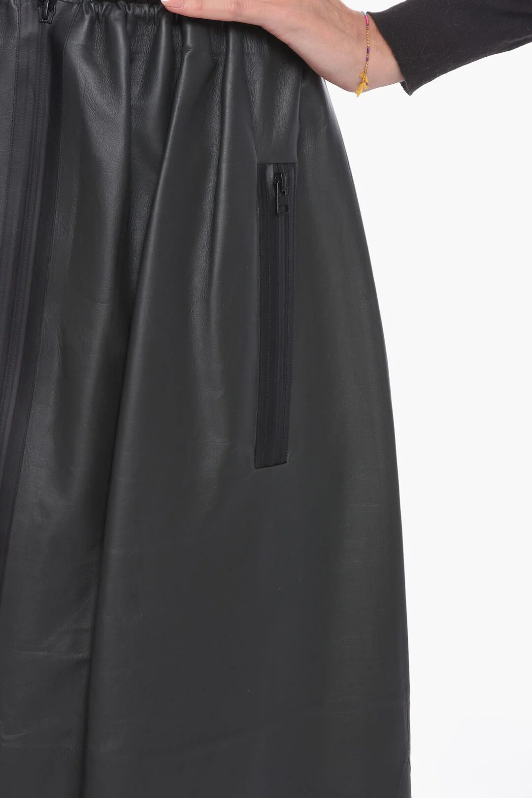 Bottega Veneta og1mm0426 Leather Midi Skirt in Grey Size 28" / US 6 / IT 42 - 3 Thumbnail