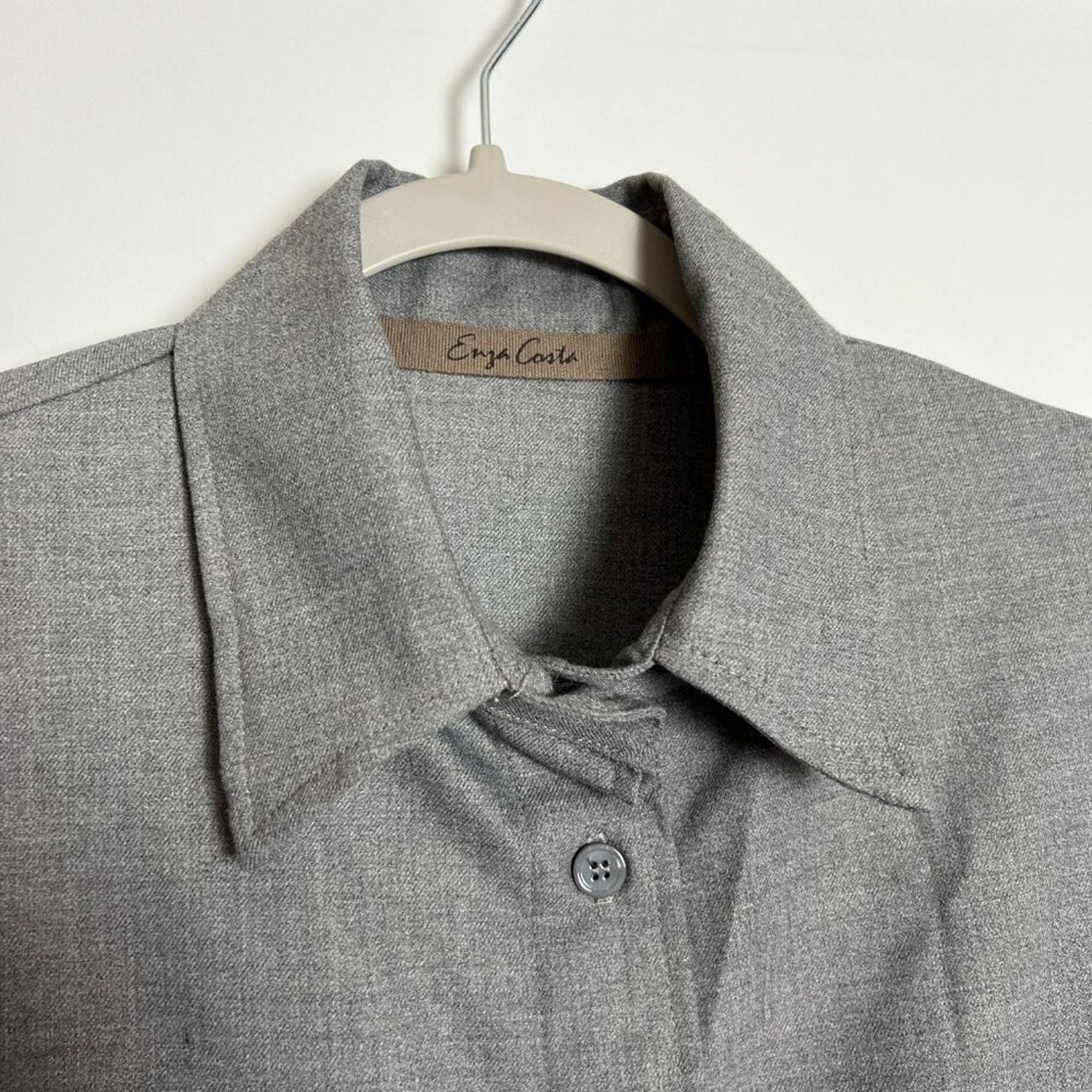 Enza Costa ENZA COSTA Oversized Button Down Shirt Size 1 Small Gray USA Size S / US 4 / IT 40 - 7 Thumbnail