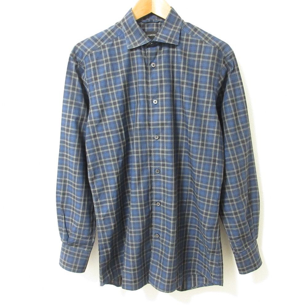 Zegna Ermenegildo Zegna Check Long Sleeve Shirt Cotton Dress Shirt DUTY FREE for USA