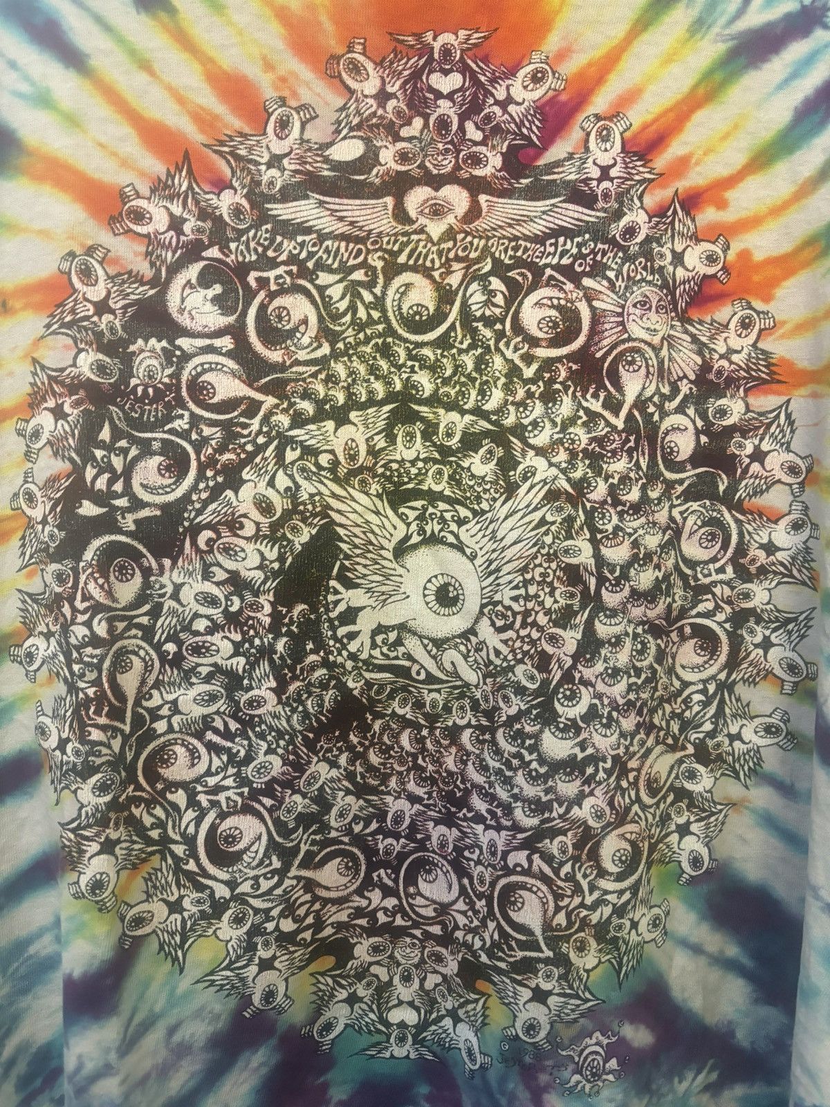 Grateful Dead 1988 Vintage Grateful Dead Eyes Of The World Tie Dye T-Shirt Size US L / EU 52-54 / 3 - 4 Thumbnail