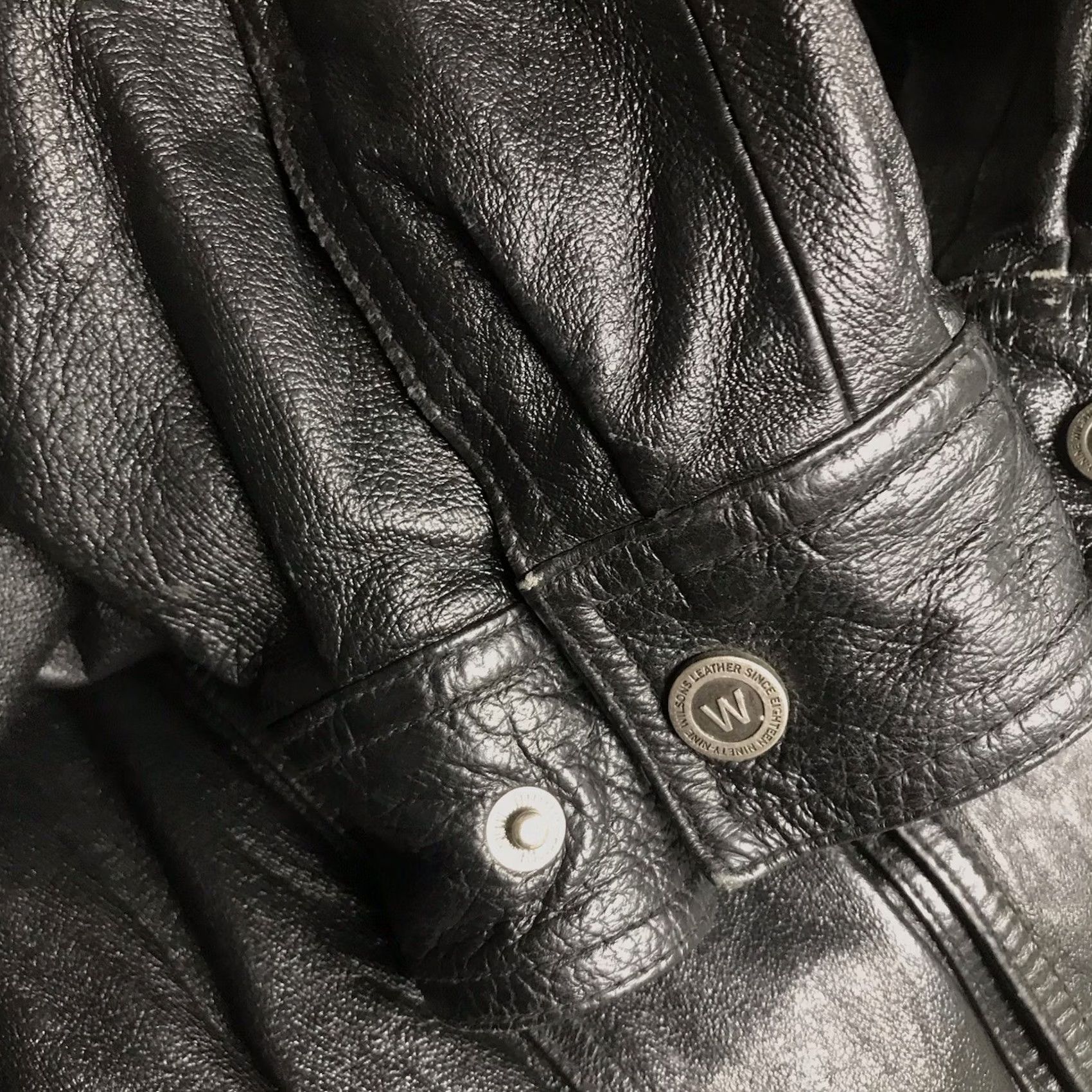 Vintage Wilsons Leather Men Black Leather Double Collar Zip Flight Bomber Jacket XL Size US XL / EU 56 / 4 - 5 Thumbnail
