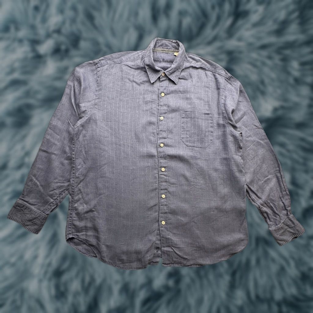 Tommy Bahama Tommy Bahama Linen Gray Blue Long Sleeve Button Shirt Mens Large Size US L / EU 52-54 / 3 - 1 Thumbnail